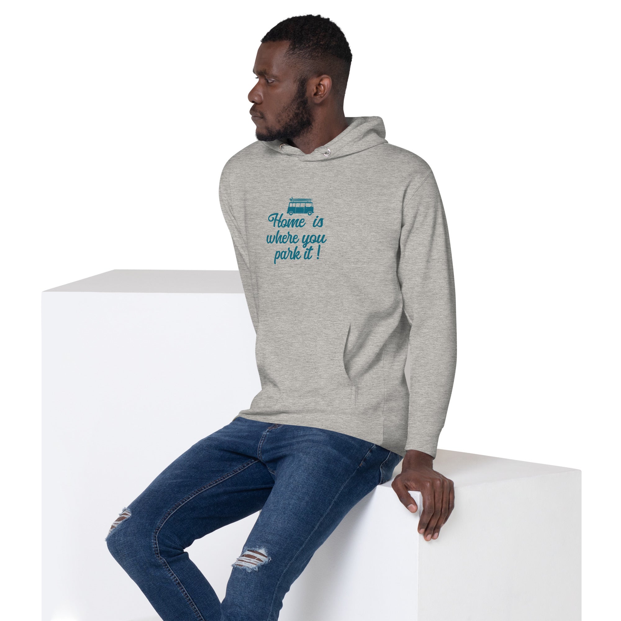 Unisex Cotton Hoodie Blue Surf Combi Home is where you park it