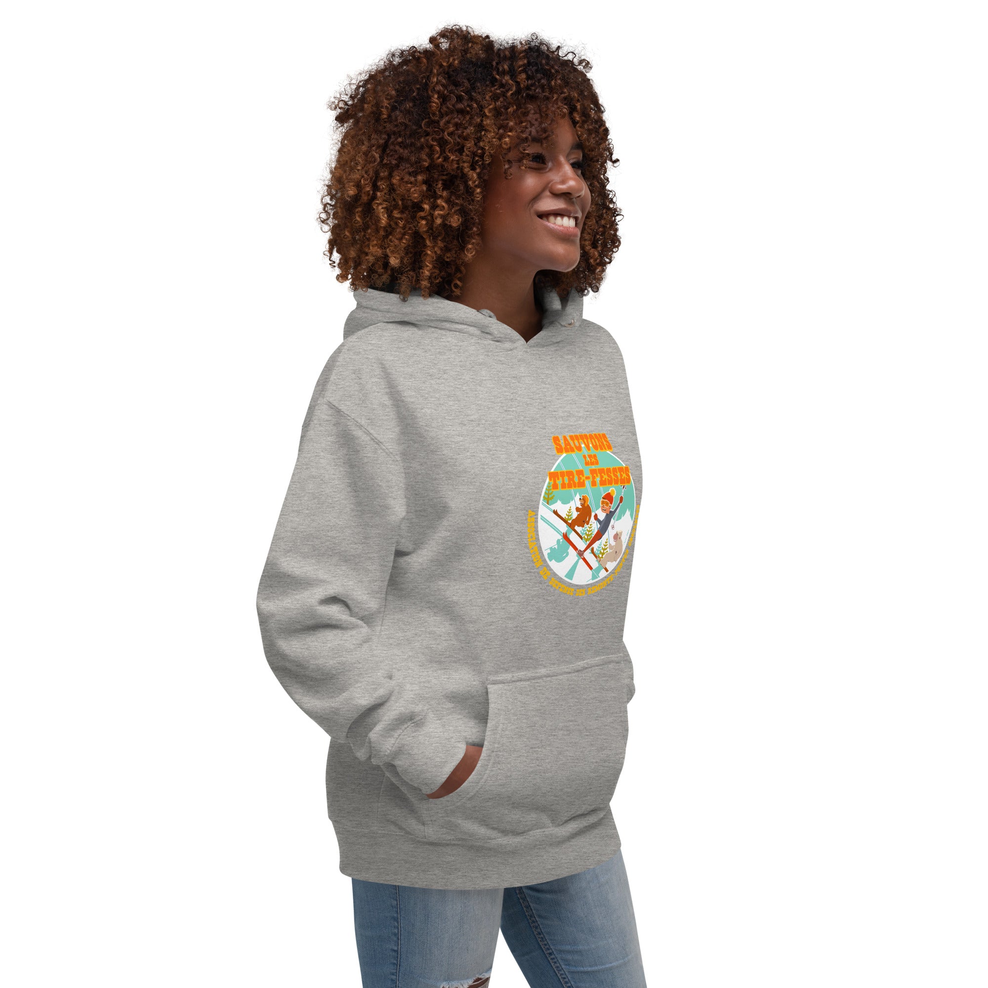 Unisex Cotton Hoodie Sauvons les Tires-fesses (front & back)