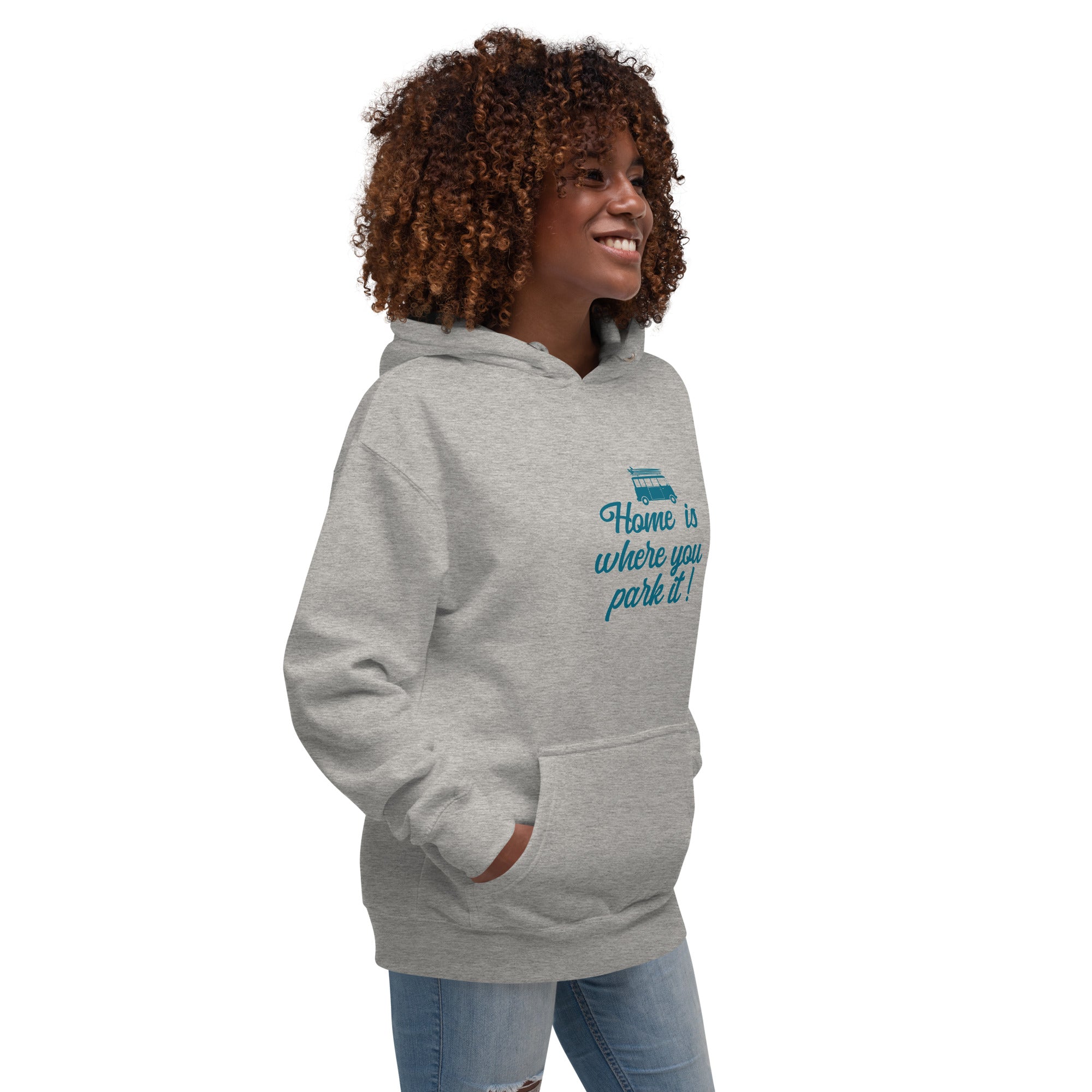 Unisex Cotton Hoodie Blue Surf Combi Home is where you park it