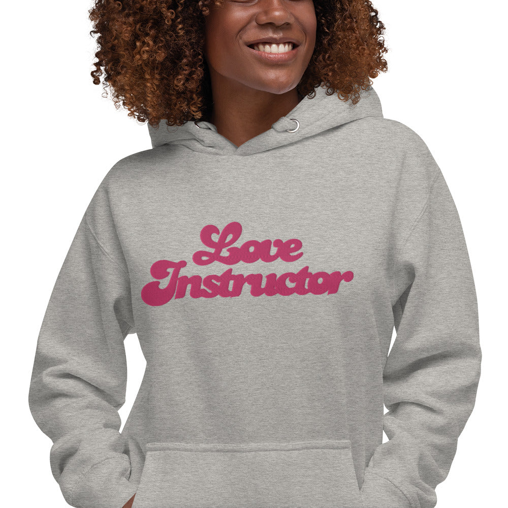 Sweat à capuche unisexe en coton Love Instructor grand motif brodé