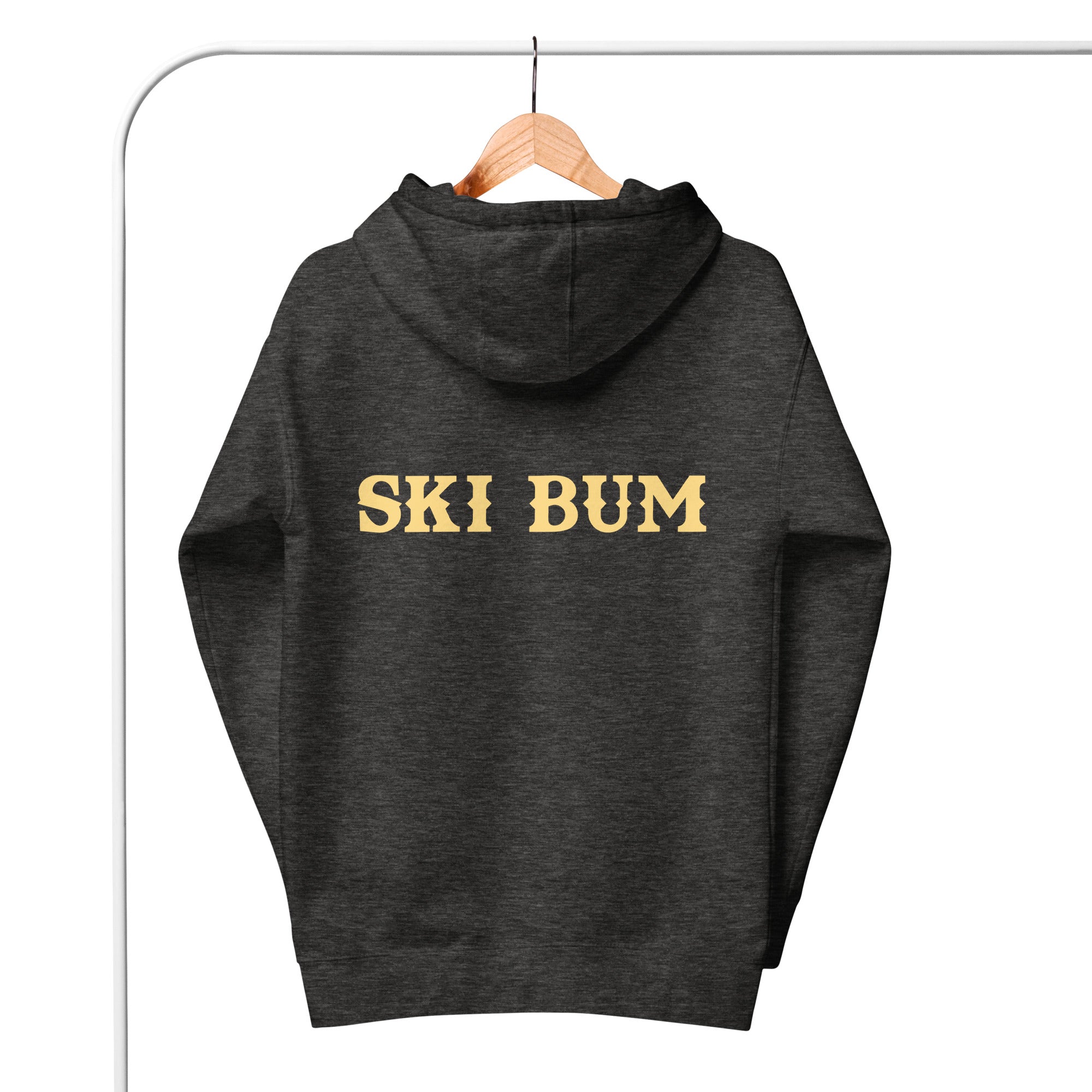 Unisex Cotton Hoodie Ski Bum light text (front & back)