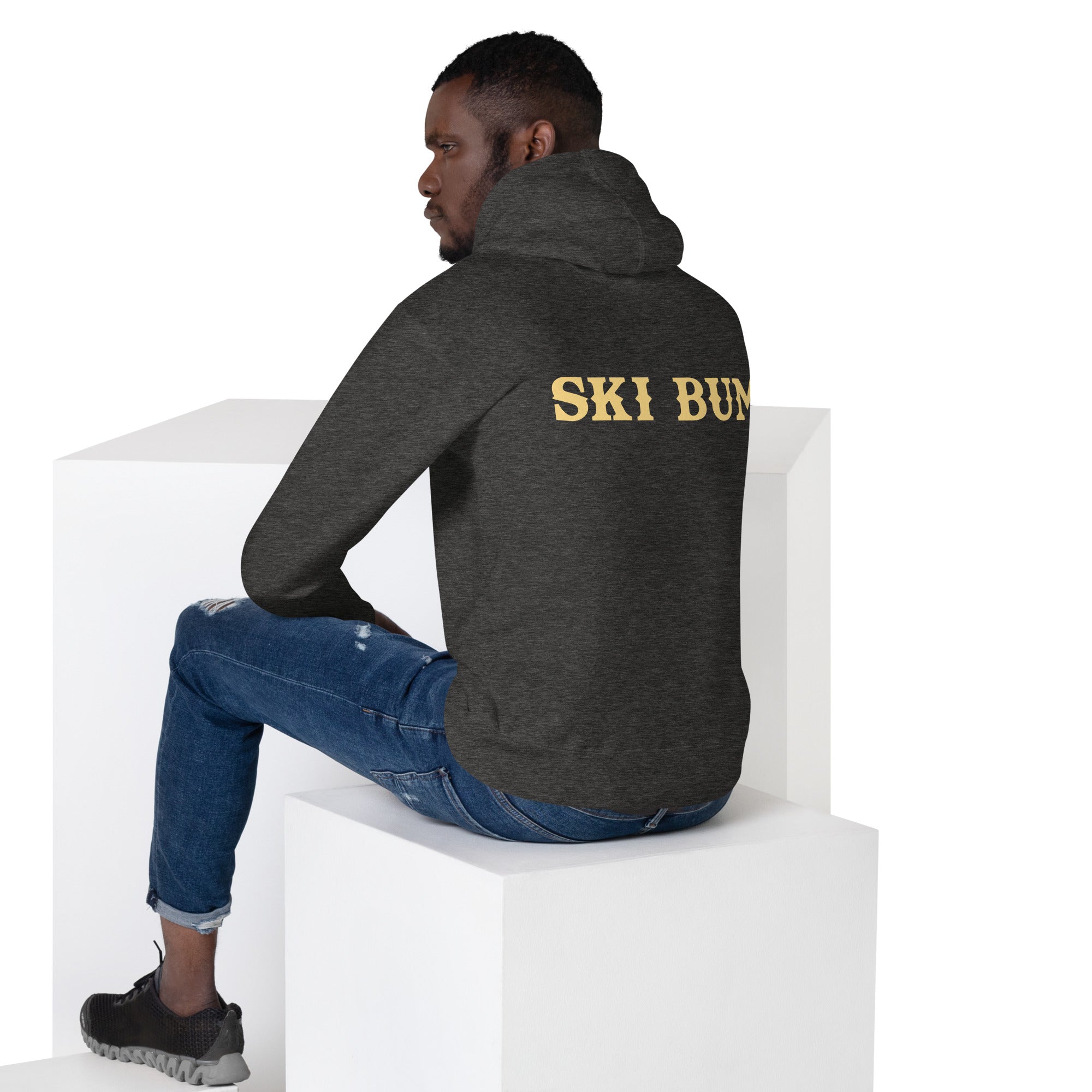 Unisex Cotton Hoodie Ski Bum light text (front & back)