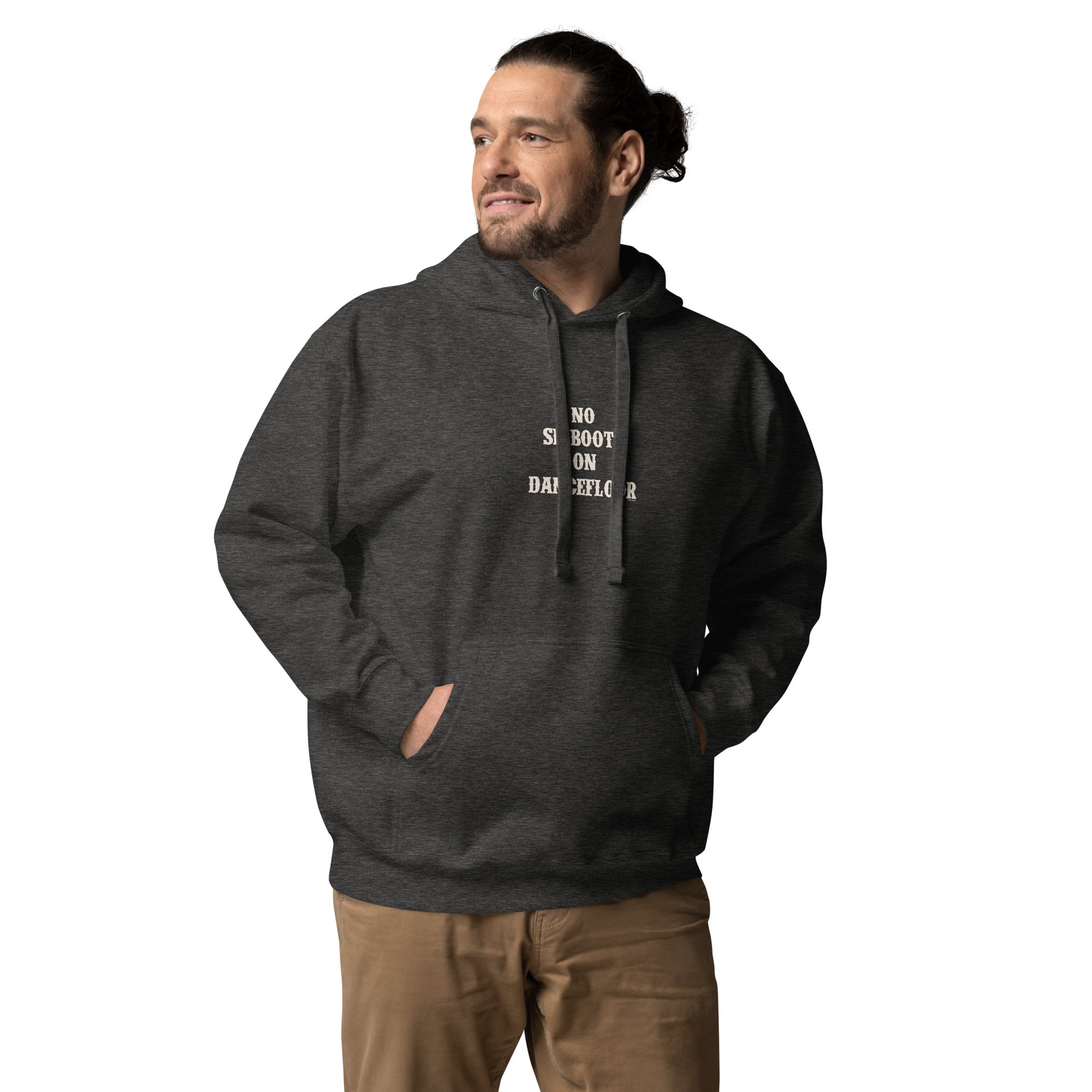 Unisex Cotton Hoodie No Skiboots on Dancefloor on dark colors