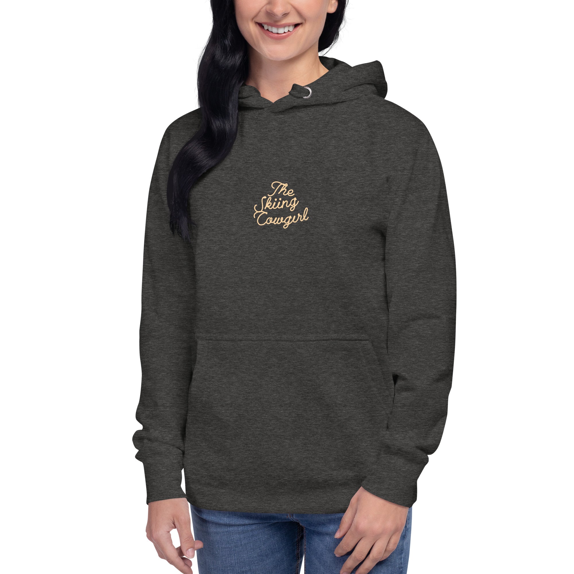 Unisex Cotton Hoodie The Skiing Cowgirl (front & back)