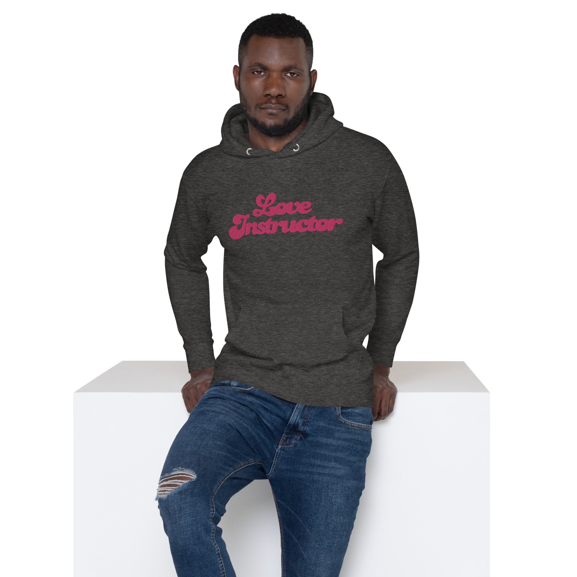 Sweat à capuche unisexe en coton Love Instructor grand motif brodé