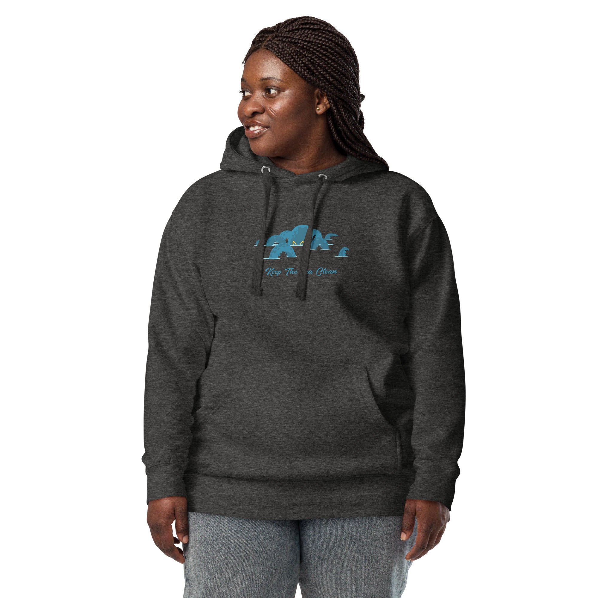 Unisex Cotton Hoodie Octopus Blue on dark colors