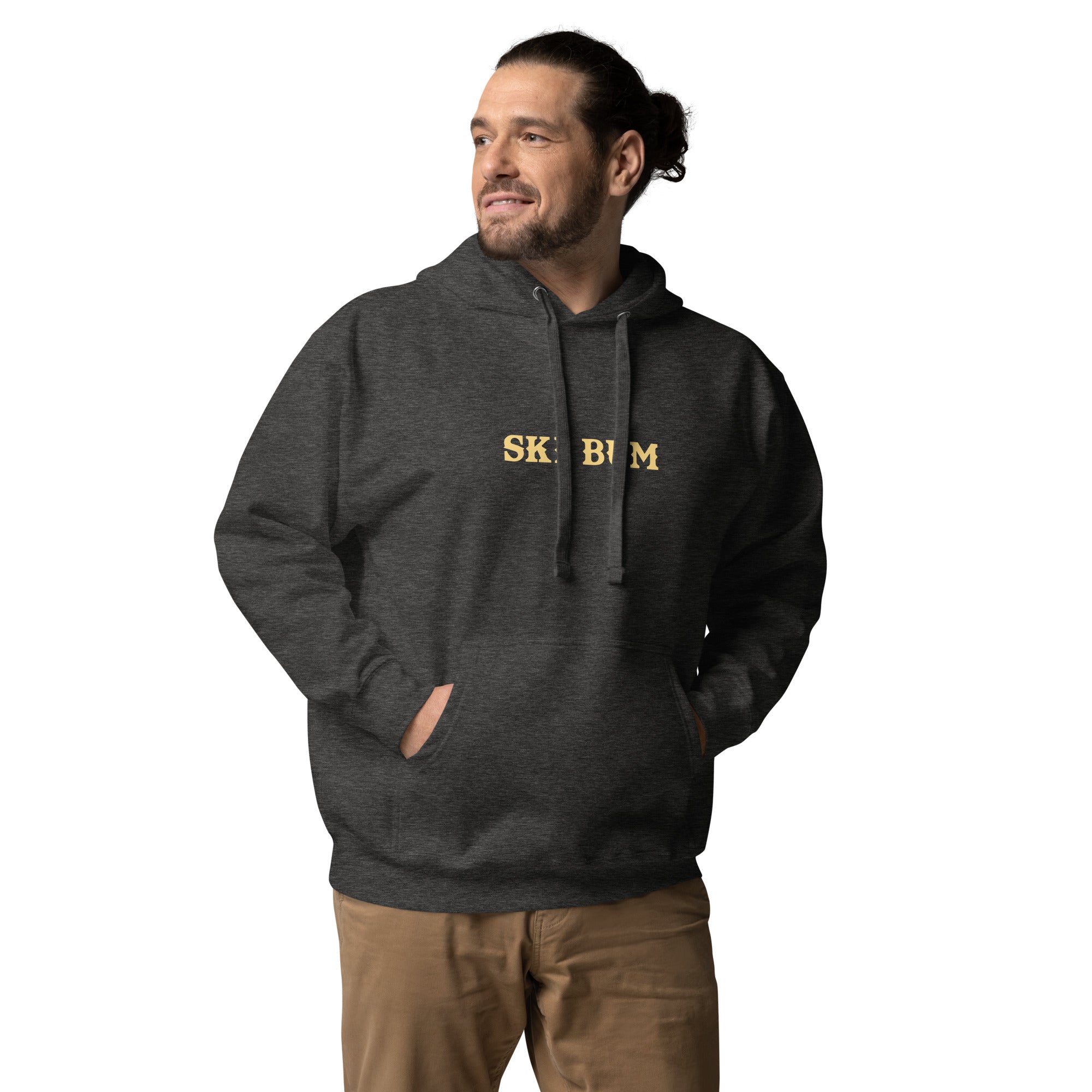 Unisex Cotton Hoodie Ski Bum light text (front & back)