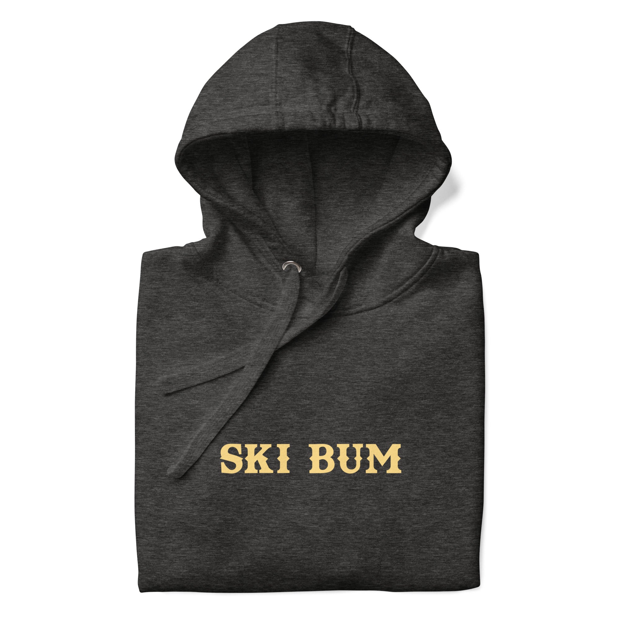 Unisex Cotton Hoodie Ski Bum light text (front & back)