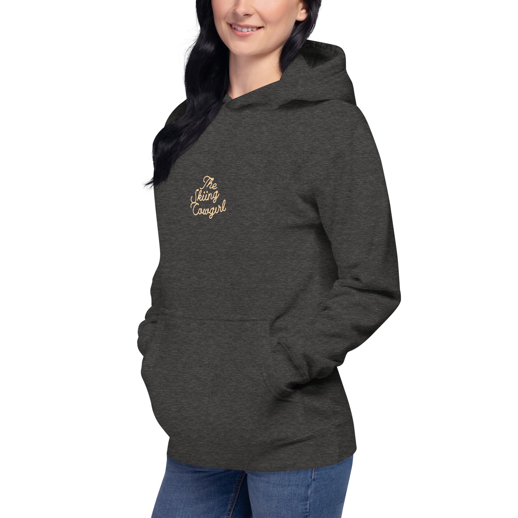 Unisex Cotton Hoodie The Skiing Cowgirl (front & back)