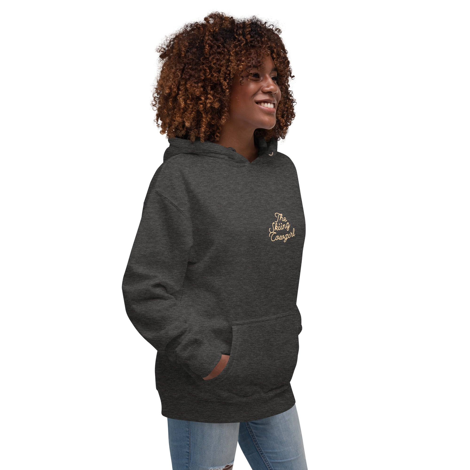 Unisex Cotton Hoodie The Skiing Cowgirl (front & back)