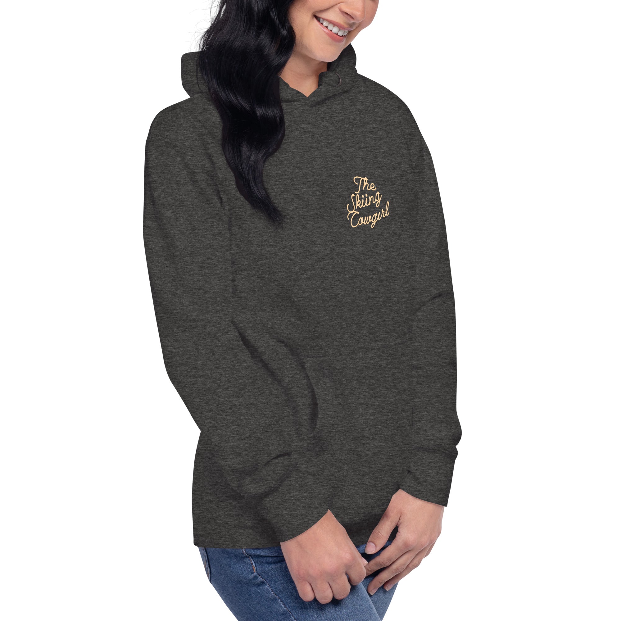 Unisex Cotton Hoodie The Skiing Cowgirl (front & back)