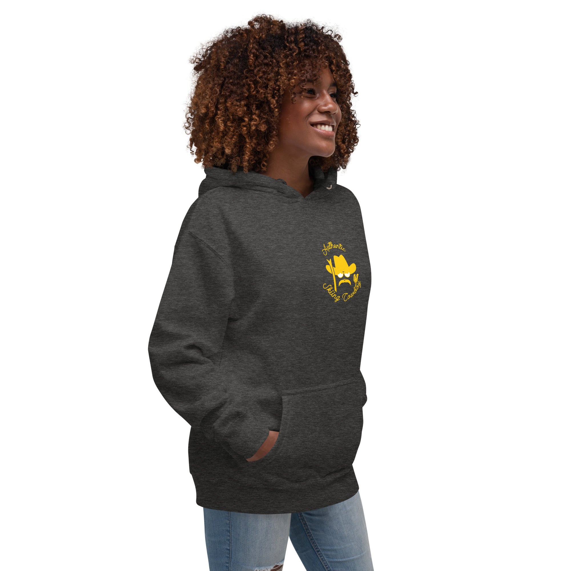 Unisex Cotton Hoodie Authentic Skiing Cowboy Gold