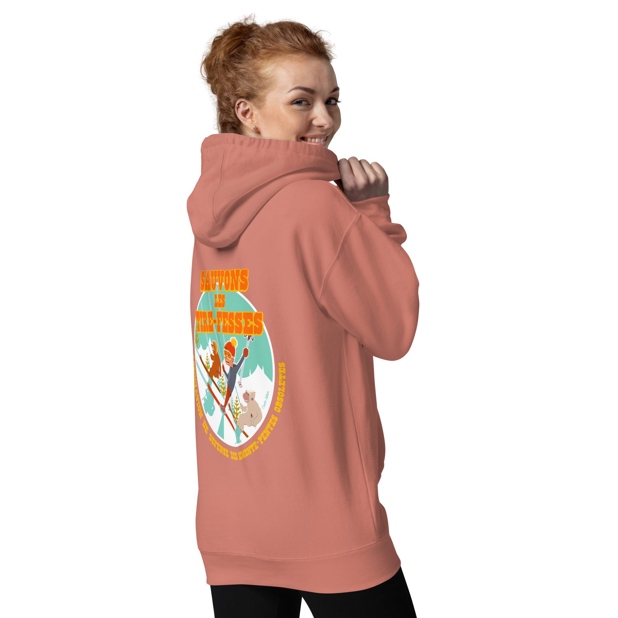 Unisex Cotton Hoodie Sauvons les Tires-fesses (front & back)