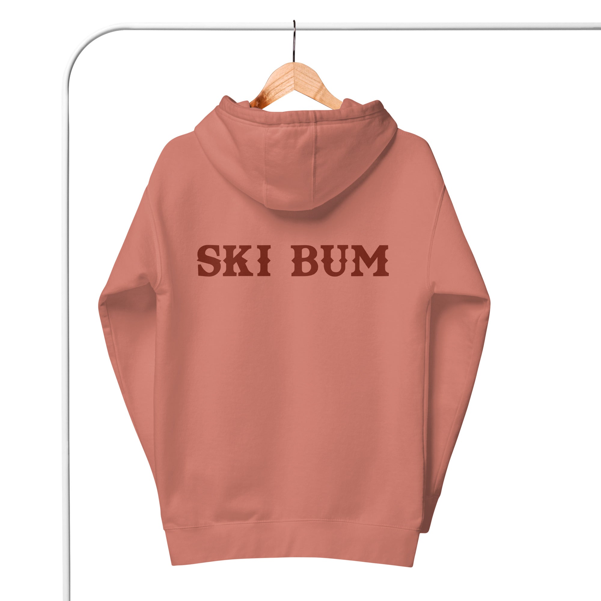 Unisex Cotton Hoodie Ski Bum dark text (front & back)