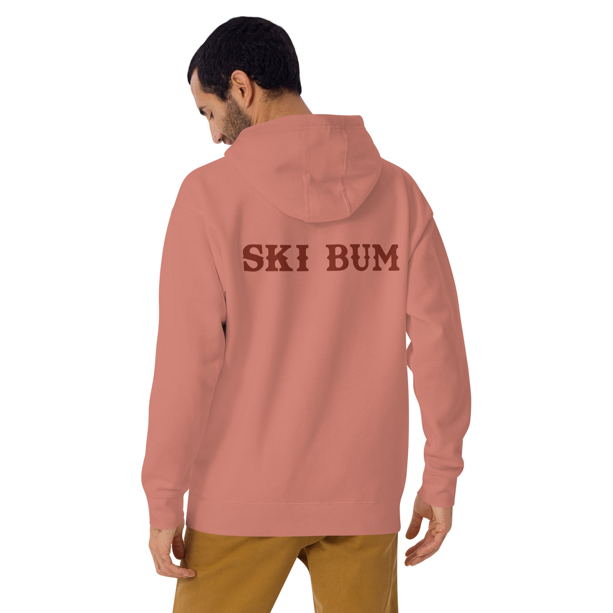 Unisex Cotton Hoodie Ski Bum dark text (front & back)