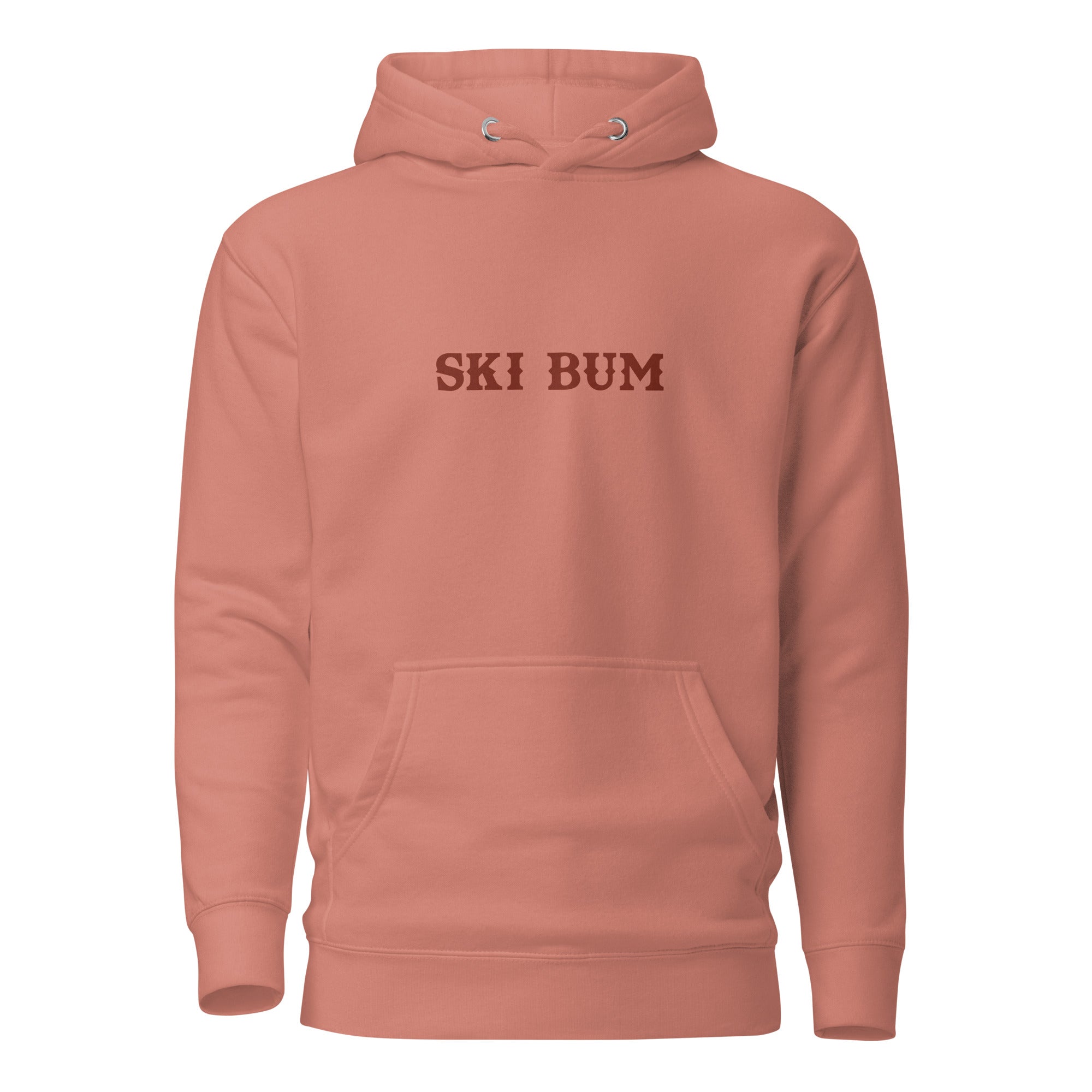 Unisex Cotton Hoodie Ski Bum dark text (front & back)