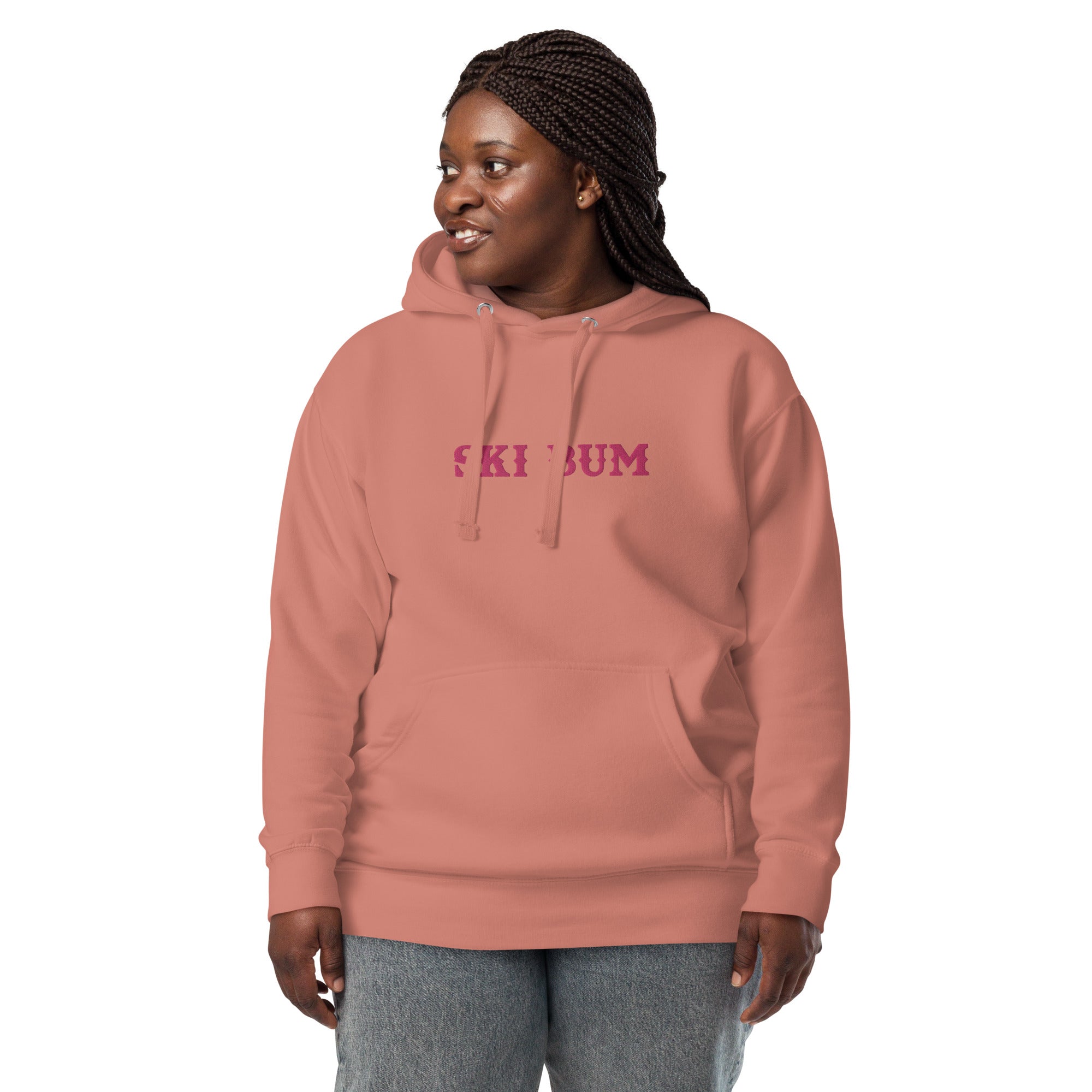 Sweat à capuche unisexe en coton Ski Bum Flamingo brodé