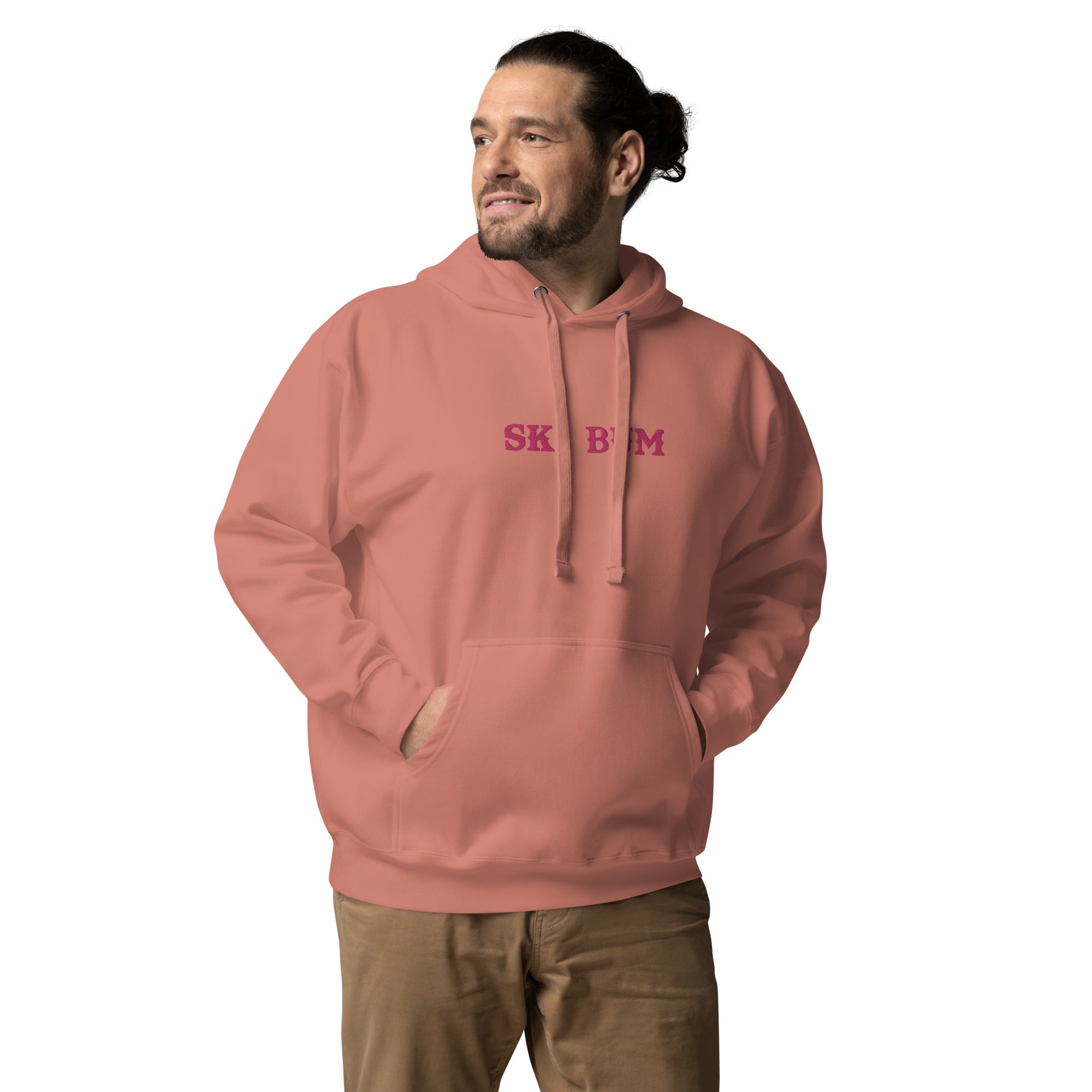 Unisex Cotton Hoodie Ski Bum Flamingo embroidered pattern