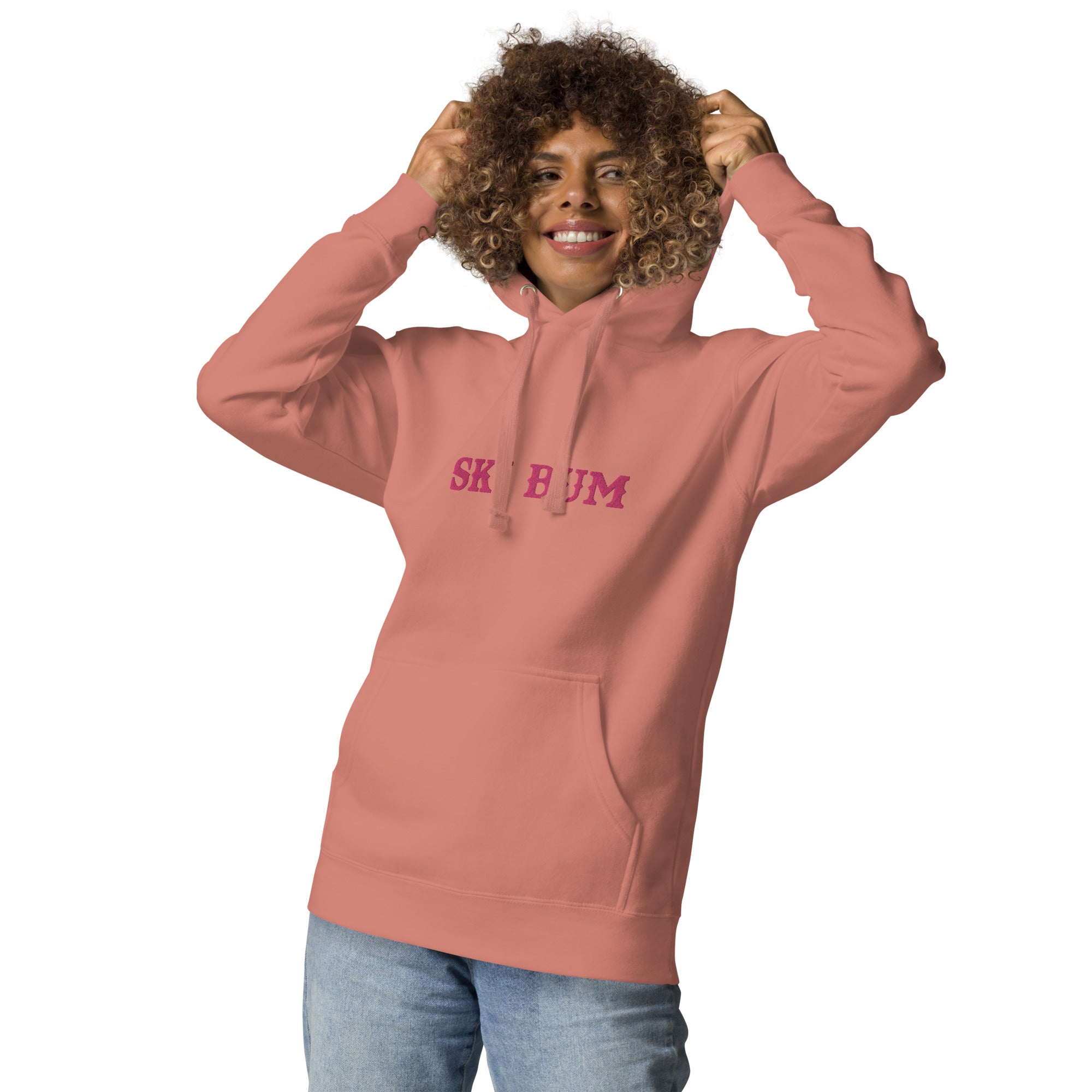 Sweat à capuche unisexe en coton Ski Bum Flamingo brodé