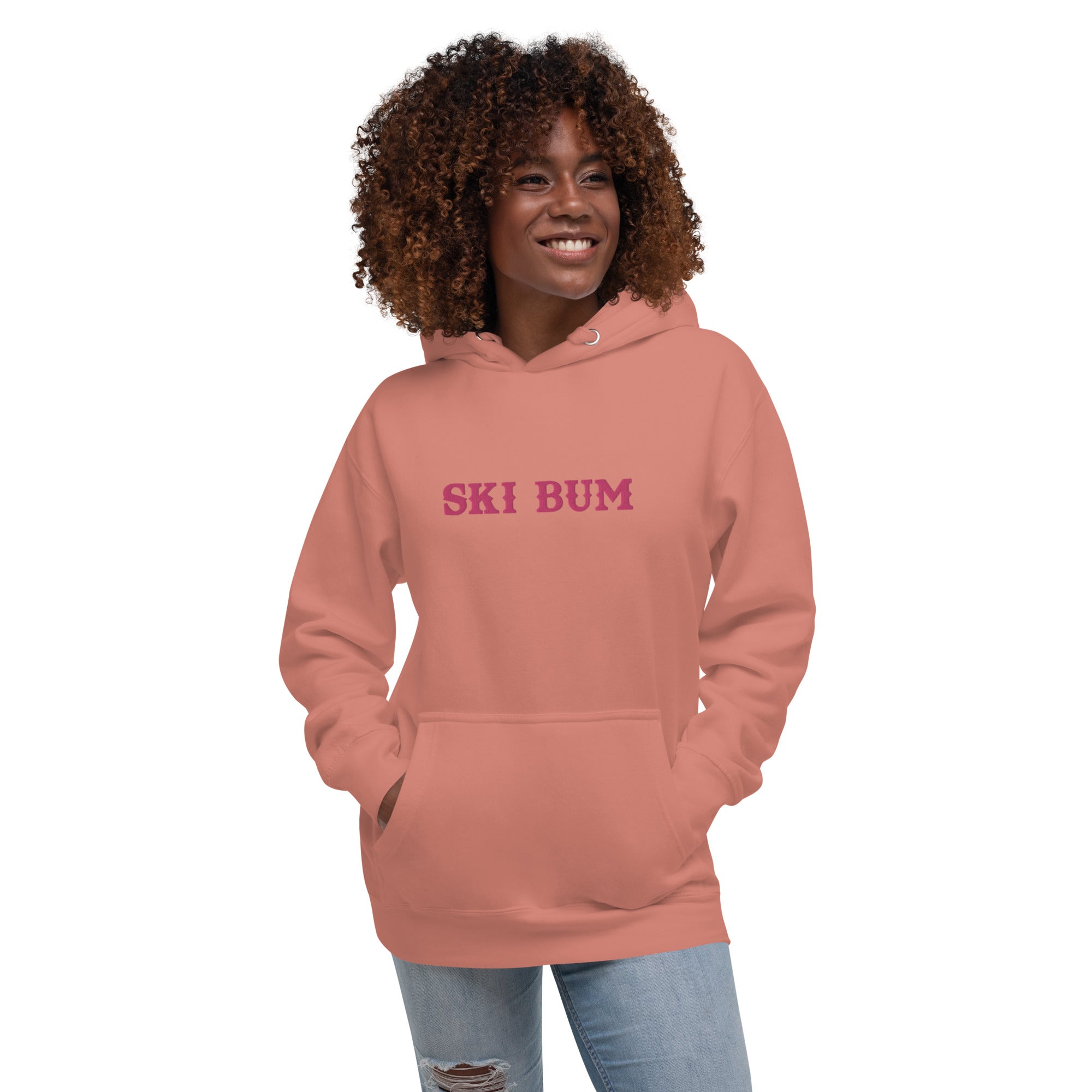 Sweat à capuche unisexe en coton Ski Bum Flamingo brodé