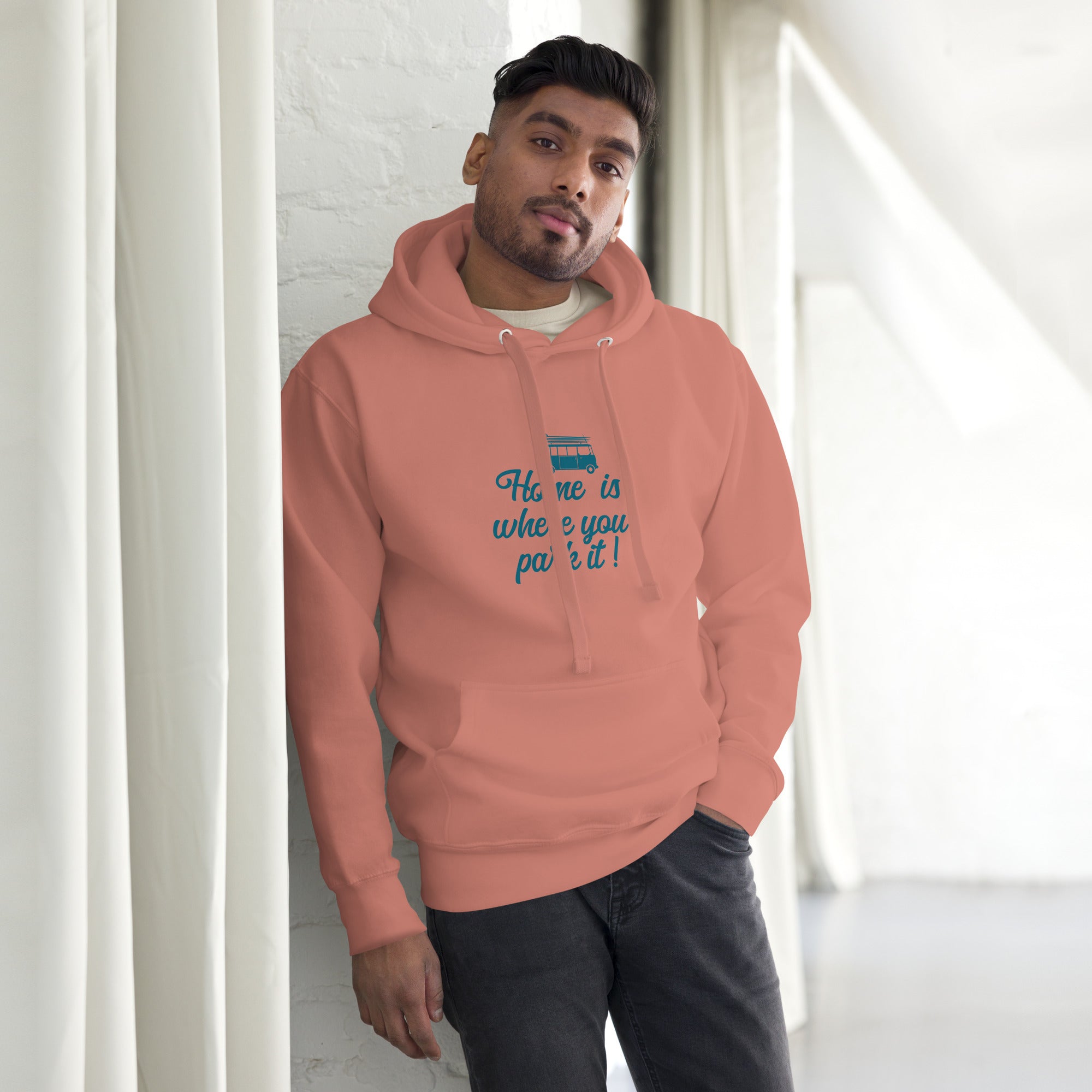 Unisex Cotton Hoodie Blue Surf Combi Home is where you park it