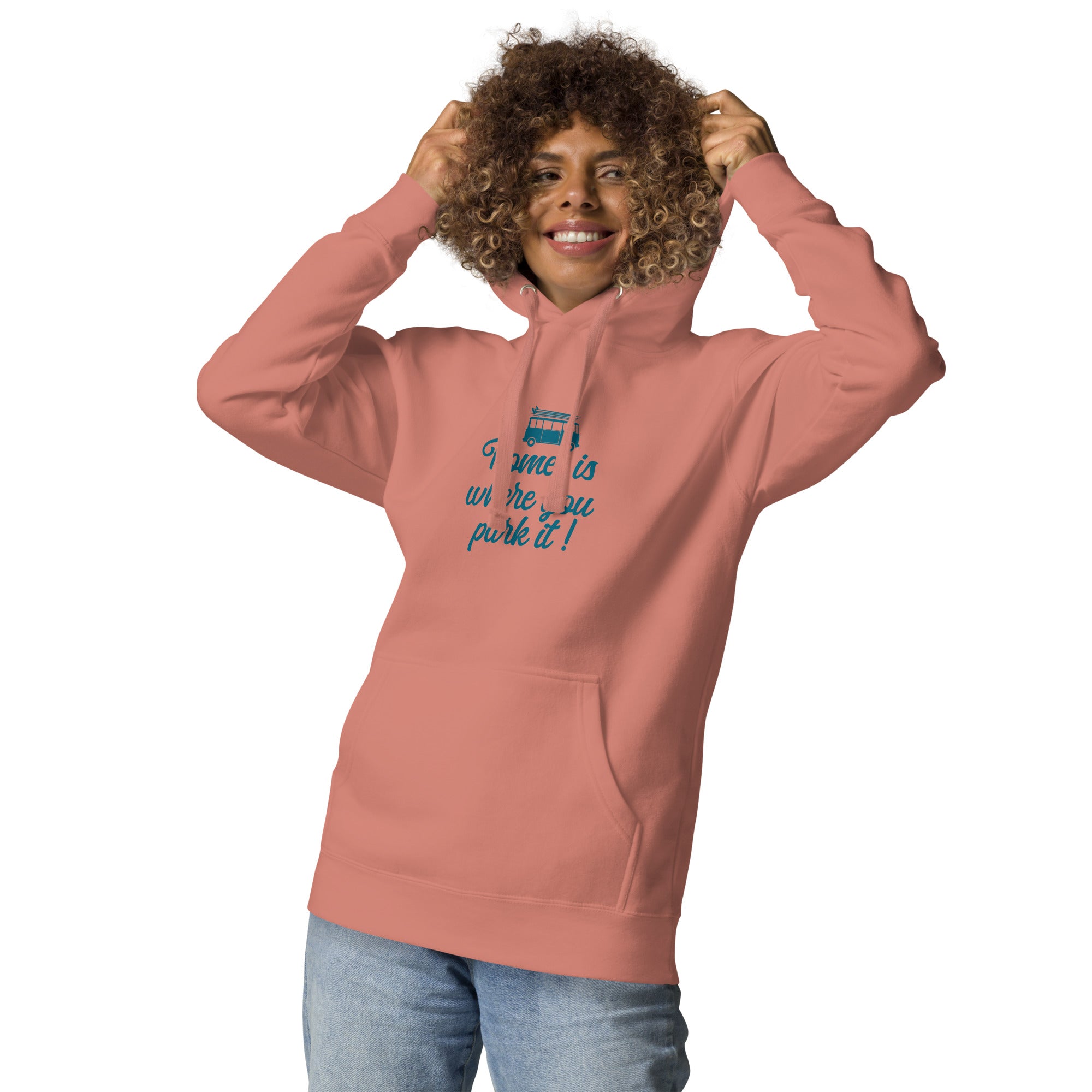 Unisex Cotton Hoodie Blue Surf Combi Home is where you park it