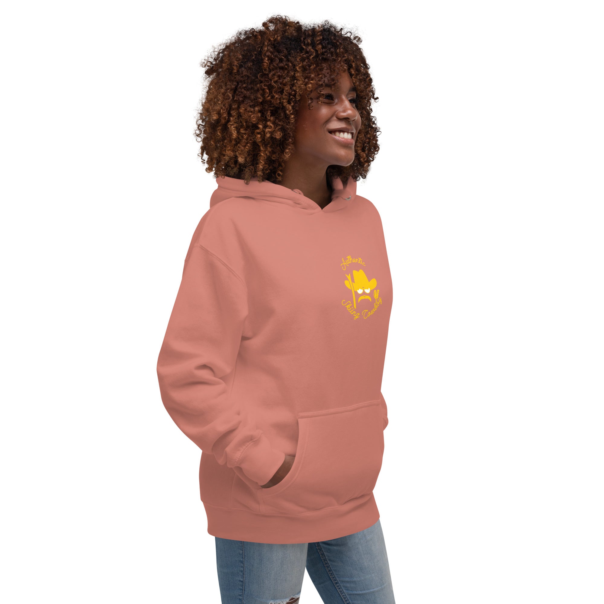 Unisex Cotton Hoodie Authentic Skiing Cowboy Gold