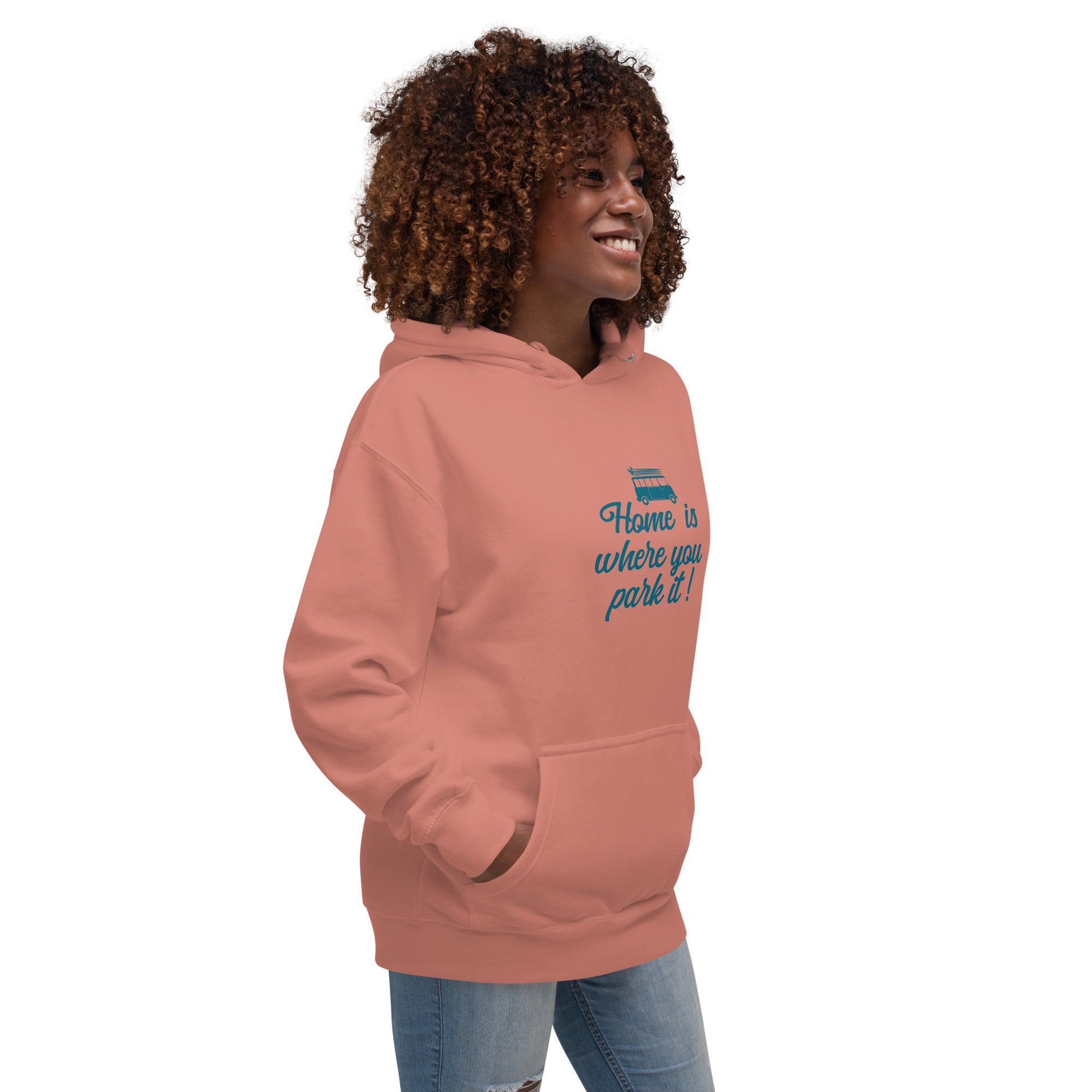 Unisex Cotton Hoodie Blue Surf Combi Home is where you park it