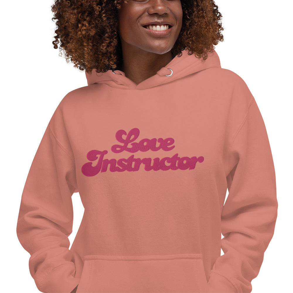 Sweat à capuche unisexe en coton Love Instructor grand motif brodé