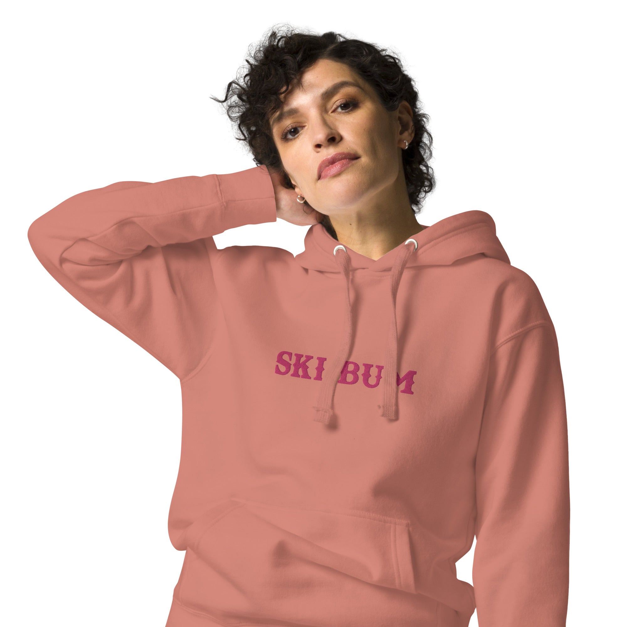 Sweat à capuche unisexe en coton Ski Bum Flamingo brodé