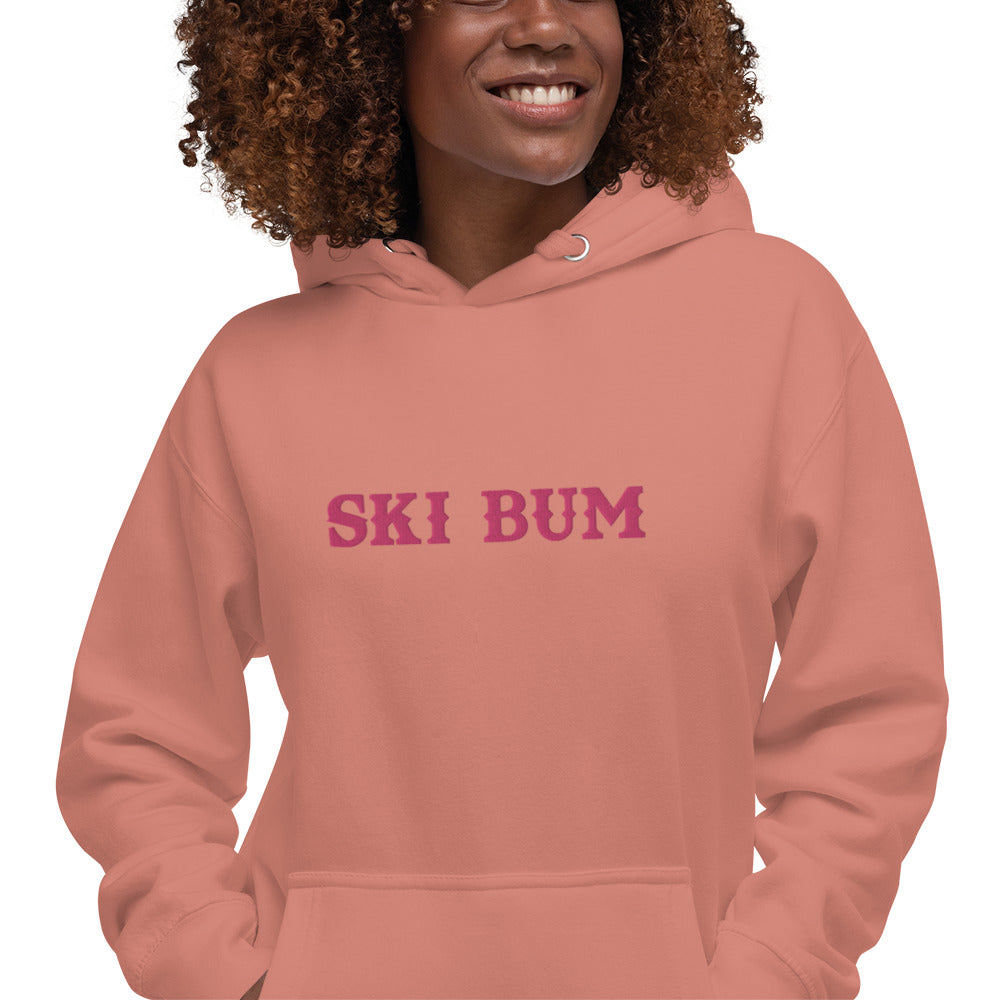 Unisex Cotton Hoodie Ski Bum Flamingo embroidered pattern