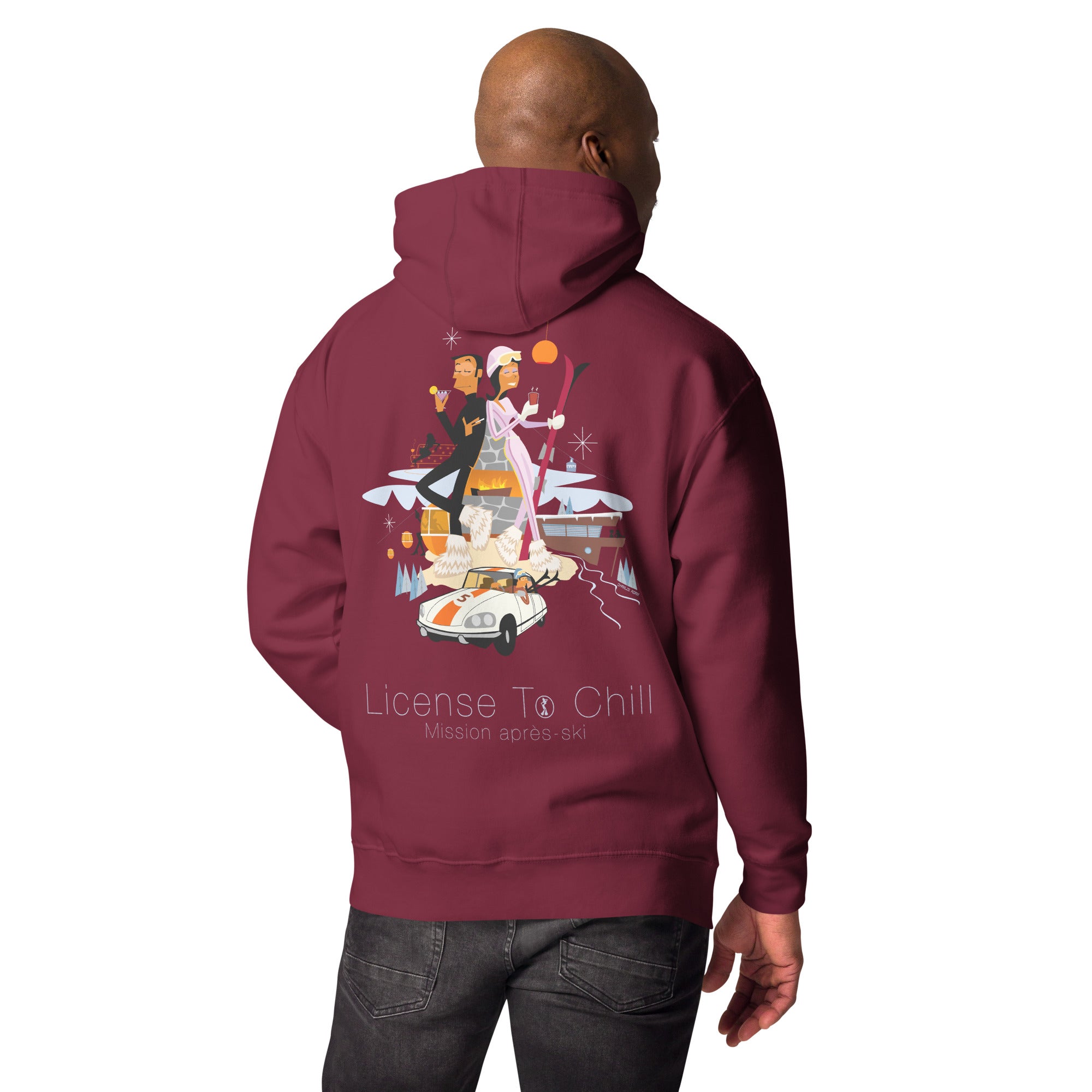 Unisex Cotton Hoodie License To Chill Mission Après-Ski (front & back)