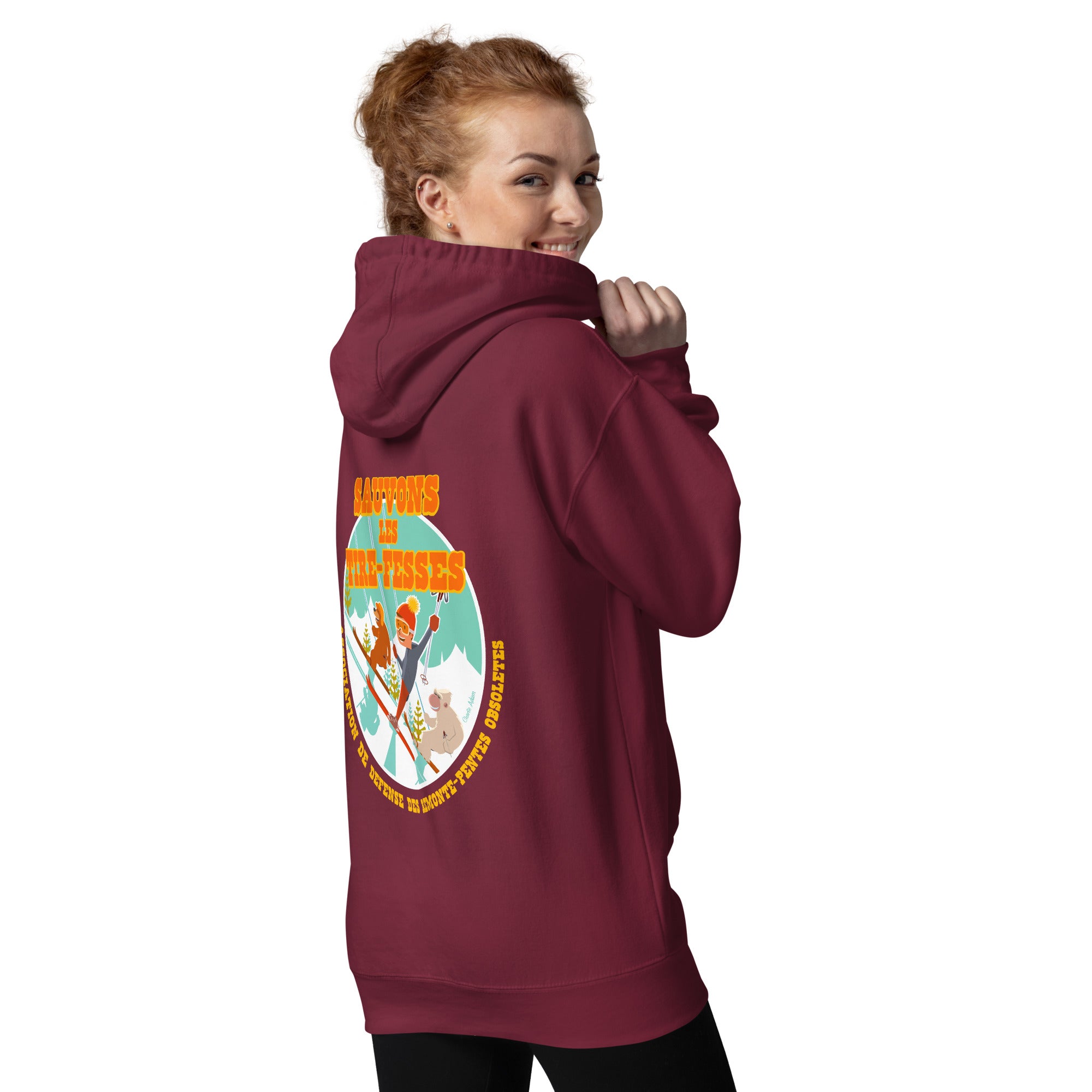 Unisex Cotton Hoodie Sauvons les Tires-fesses (front & back)