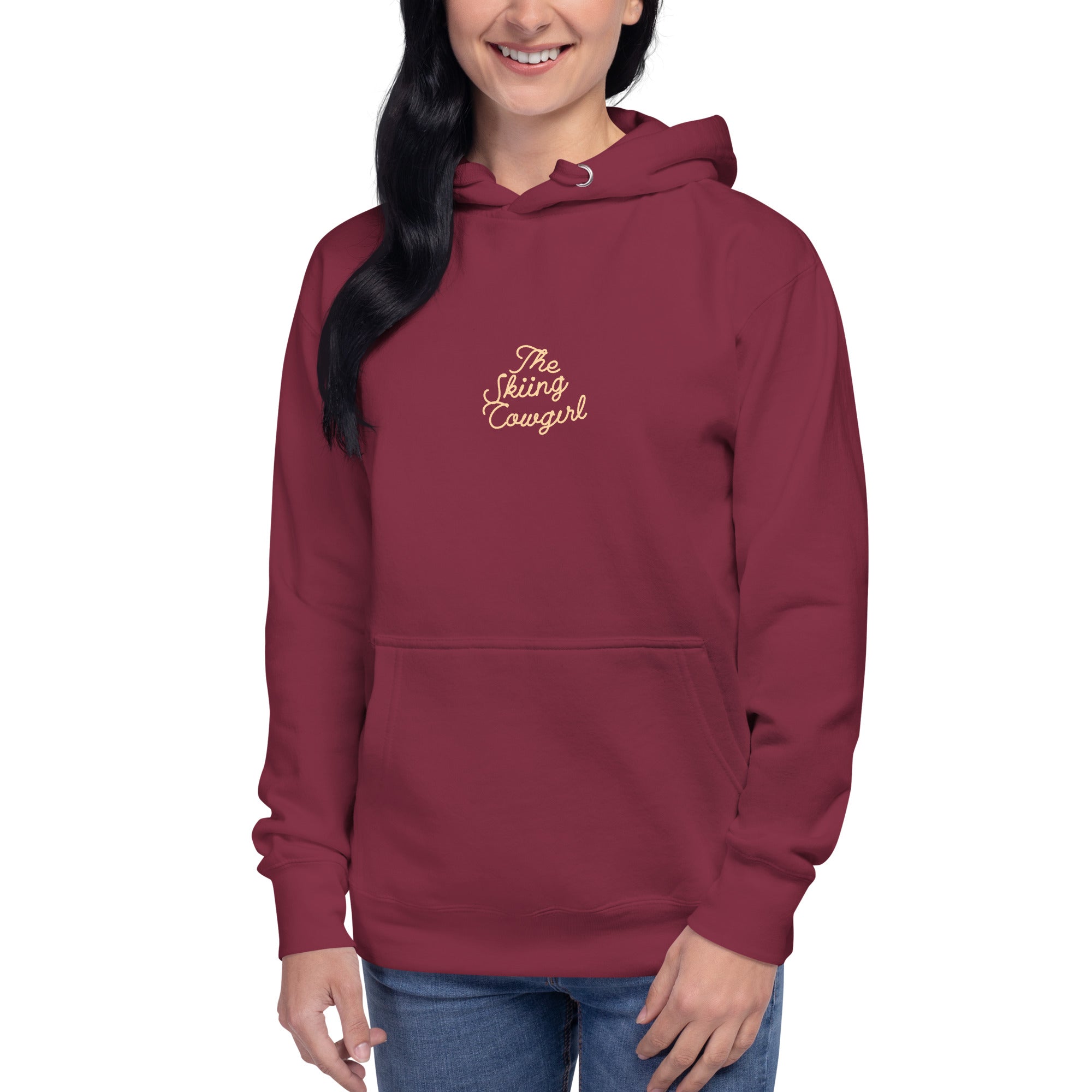 Unisex Cotton Hoodie The Skiing Cowgirl (front & back)