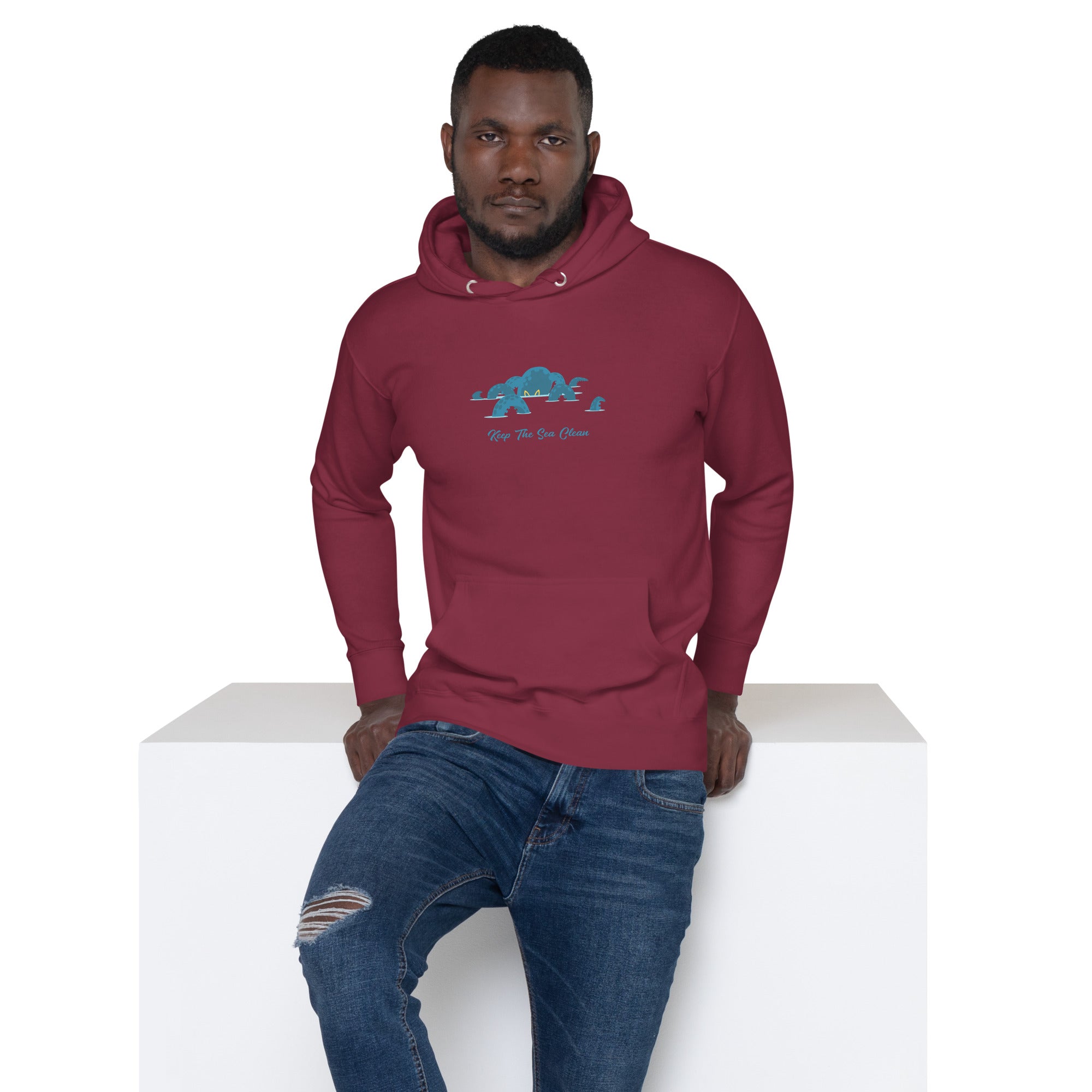 Unisex Cotton Hoodie Octopus Blue on dark colors