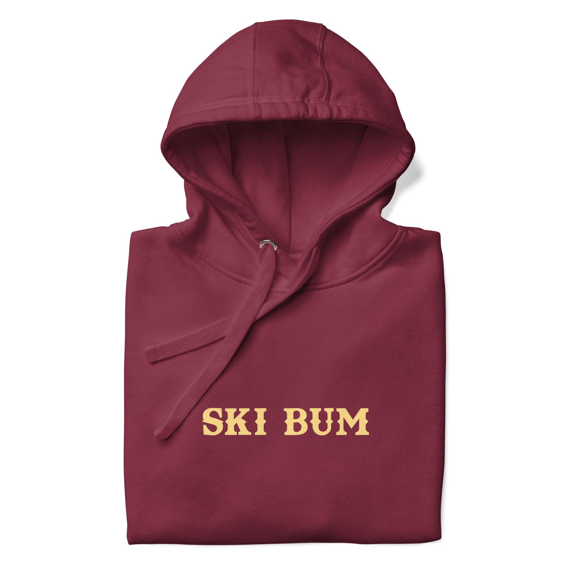 Unisex Cotton Hoodie Ski Bum light text (front & back)