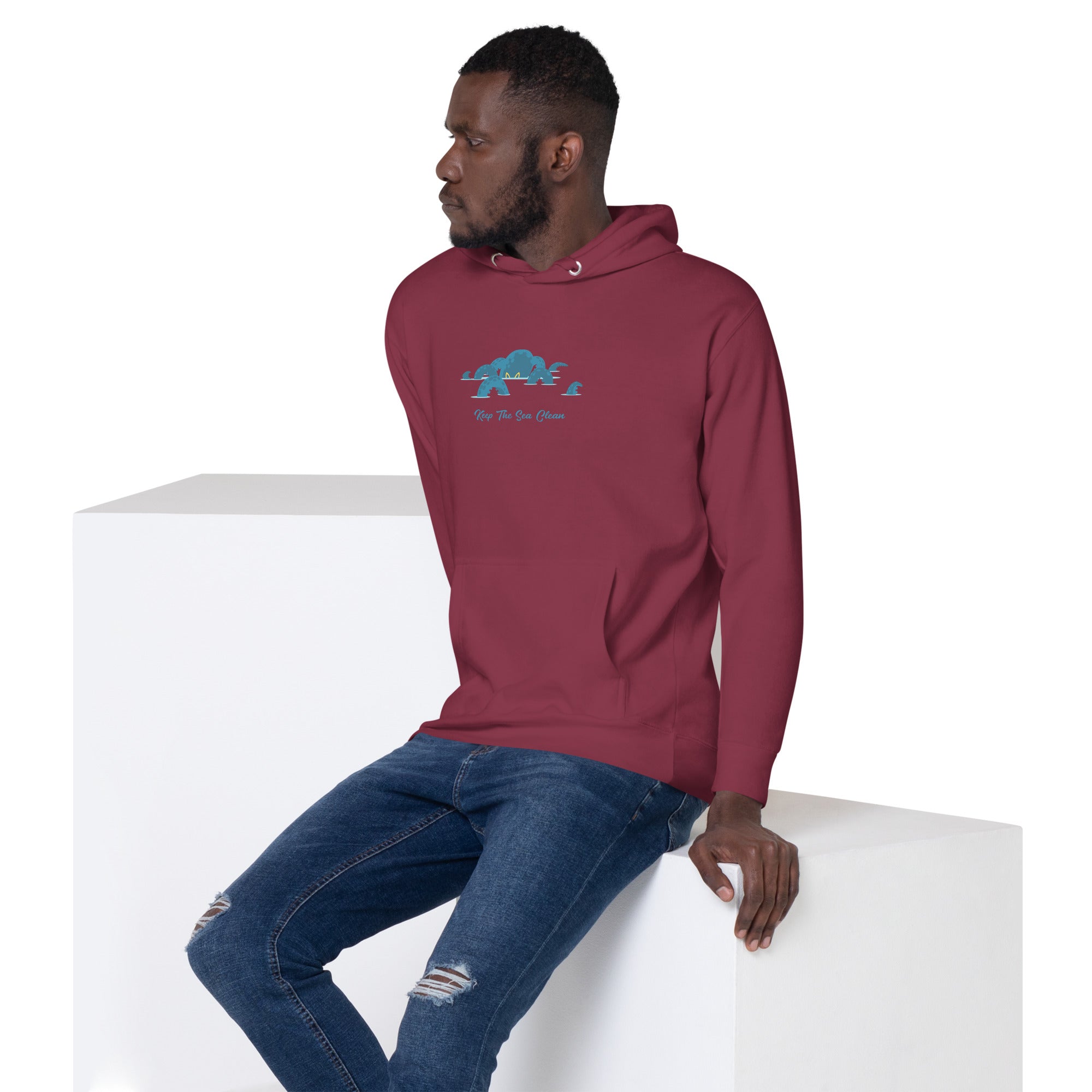 Unisex Cotton Hoodie Octopus Blue on dark colors