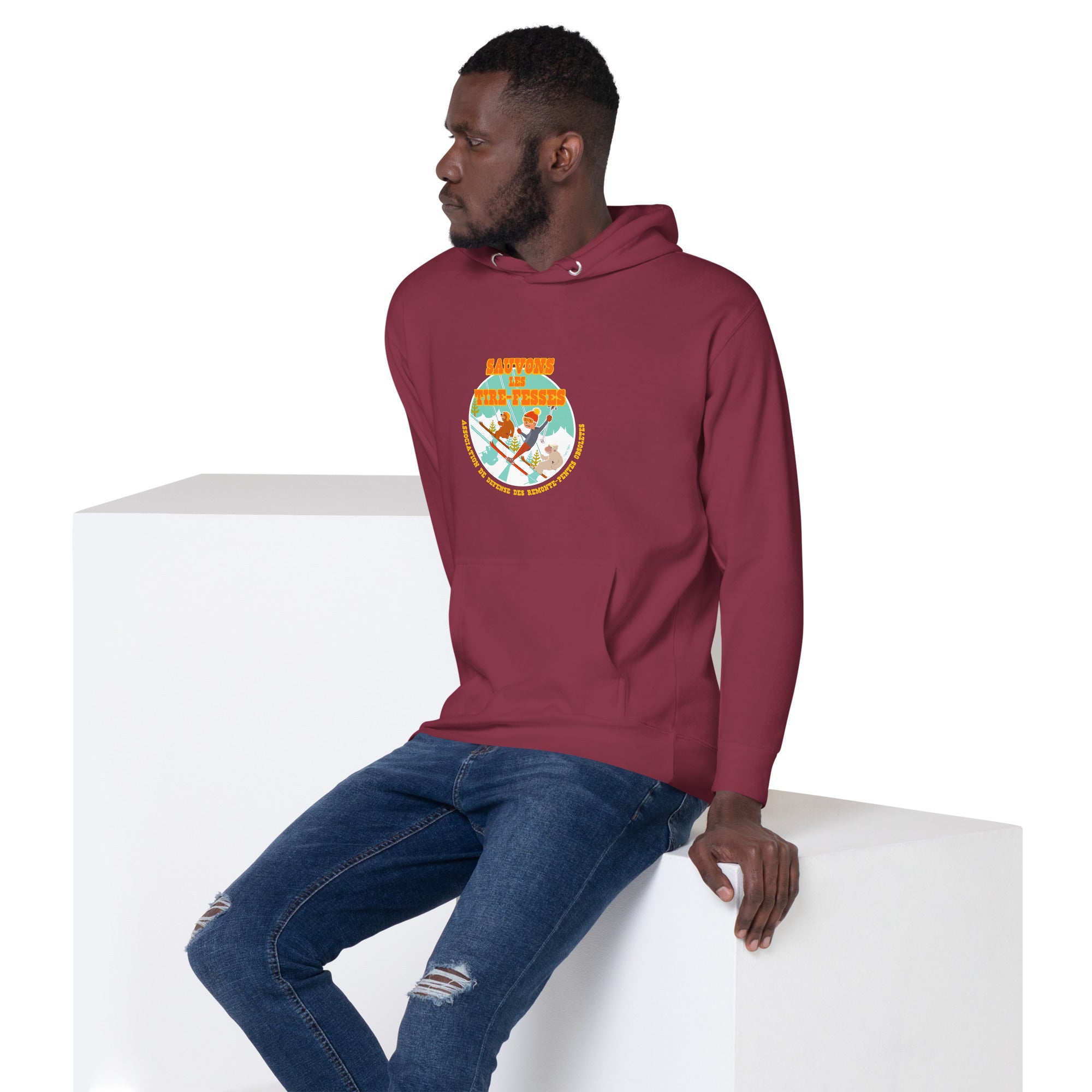 Unisex Cotton Hoodie Sauvons les Tires-fesses (front & back)