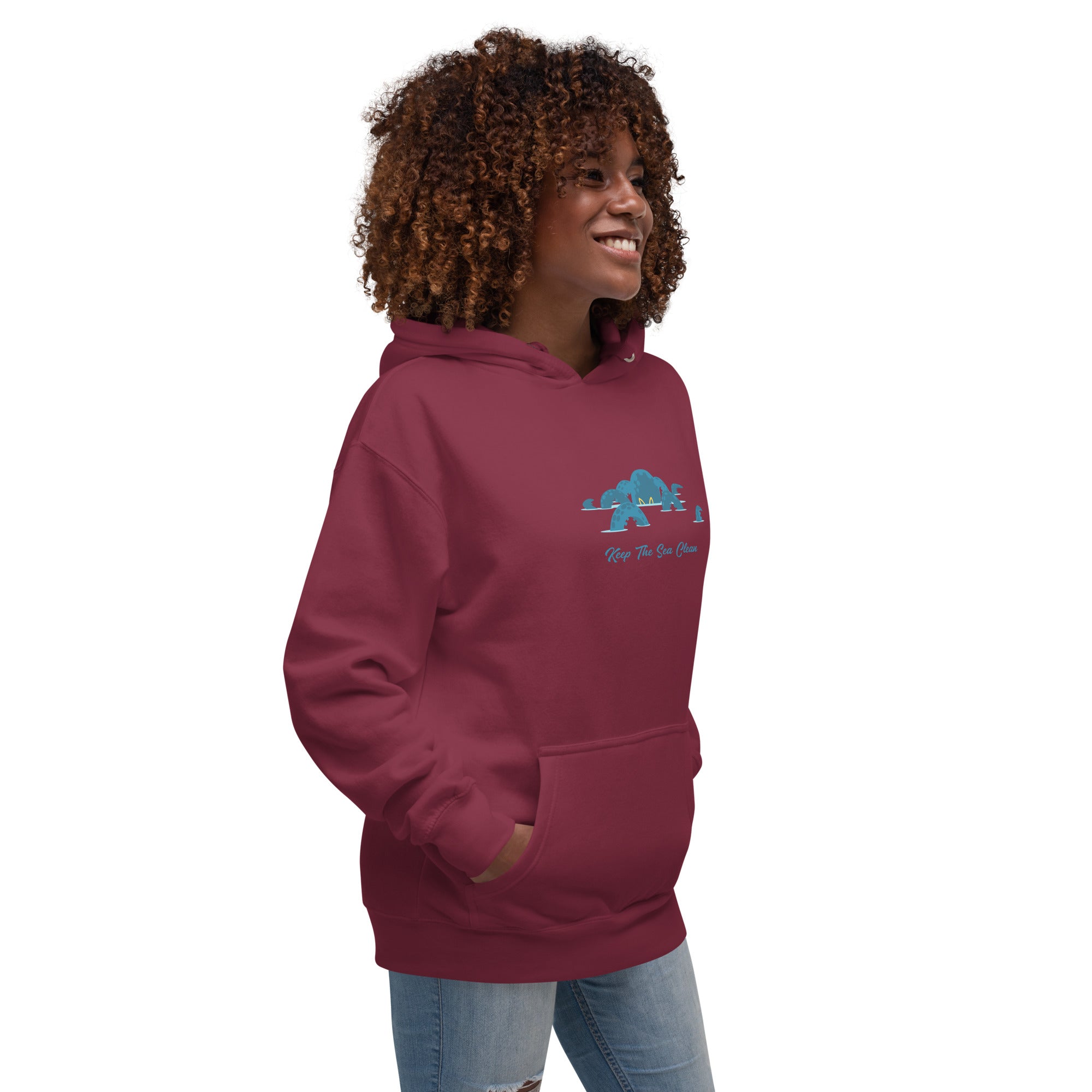 Unisex Cotton Hoodie Octopus Blue on dark colors