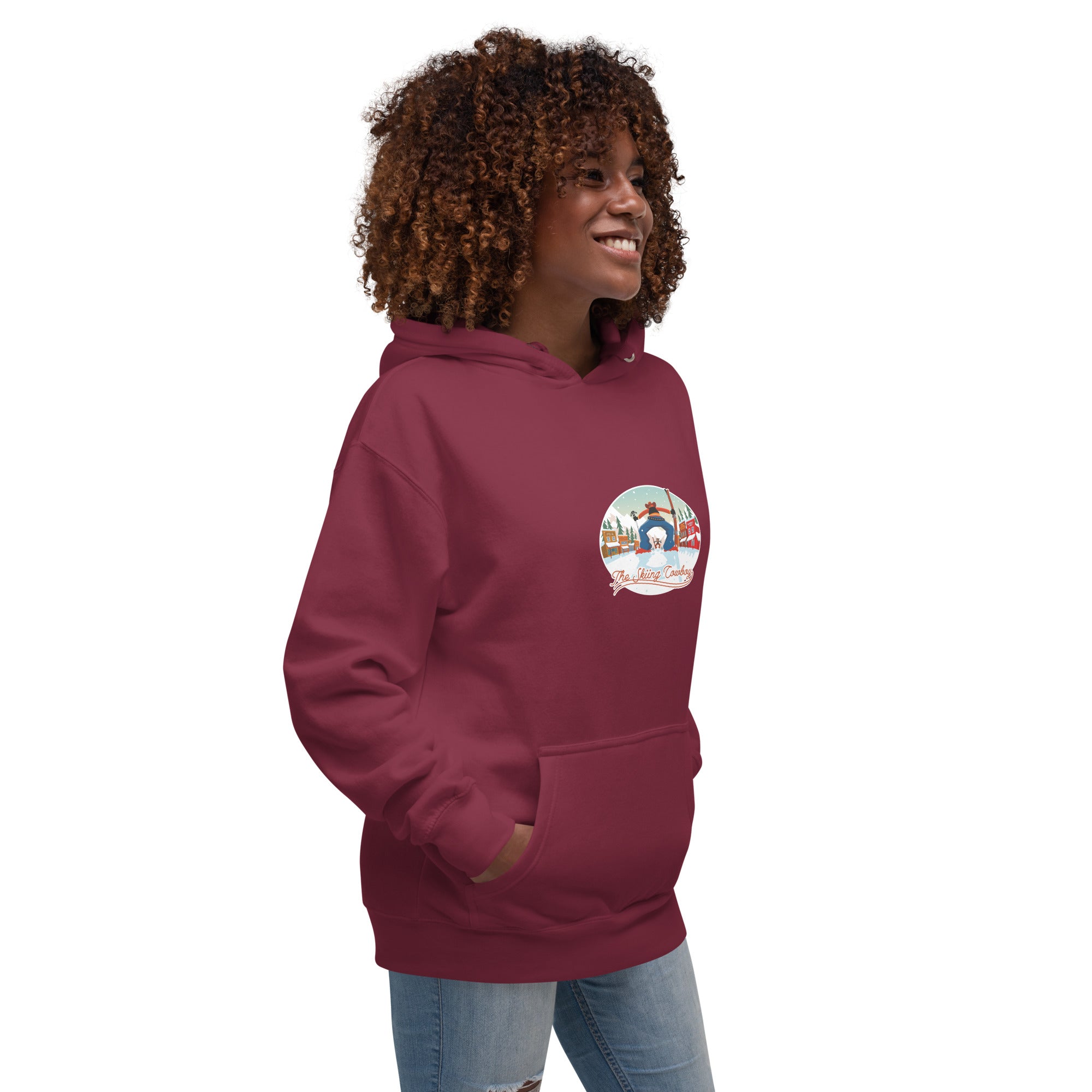 Unisex Cotton Hoodie Ski Fight at OK Corral (front & back)