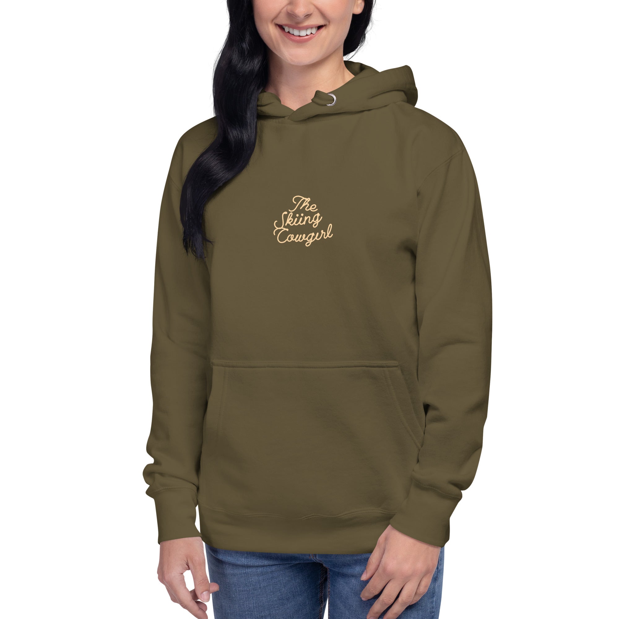 Unisex Cotton Hoodie The Skiing Cowgirl (front & back)