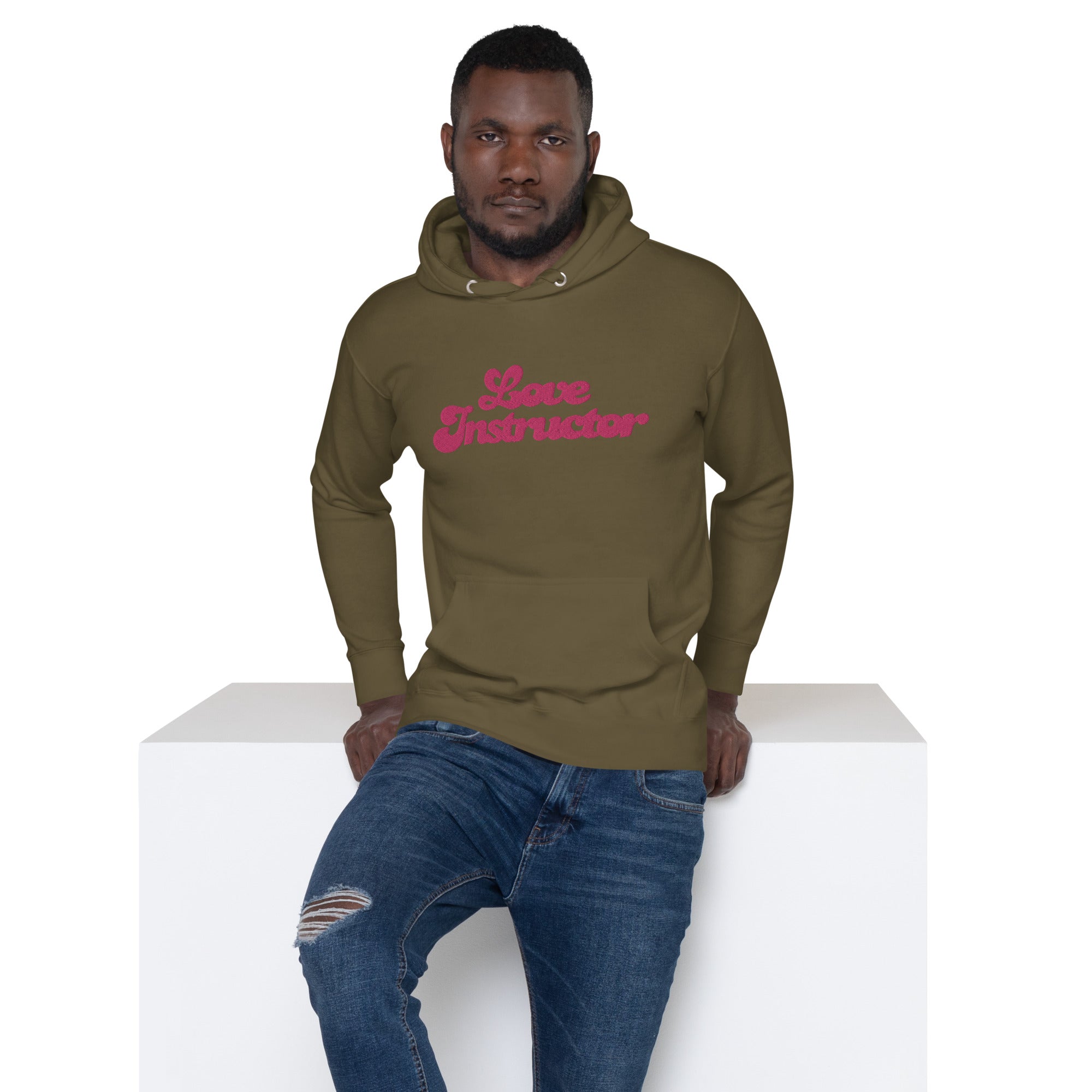 Sweat à capuche unisexe en coton Love Instructor grand motif brodé