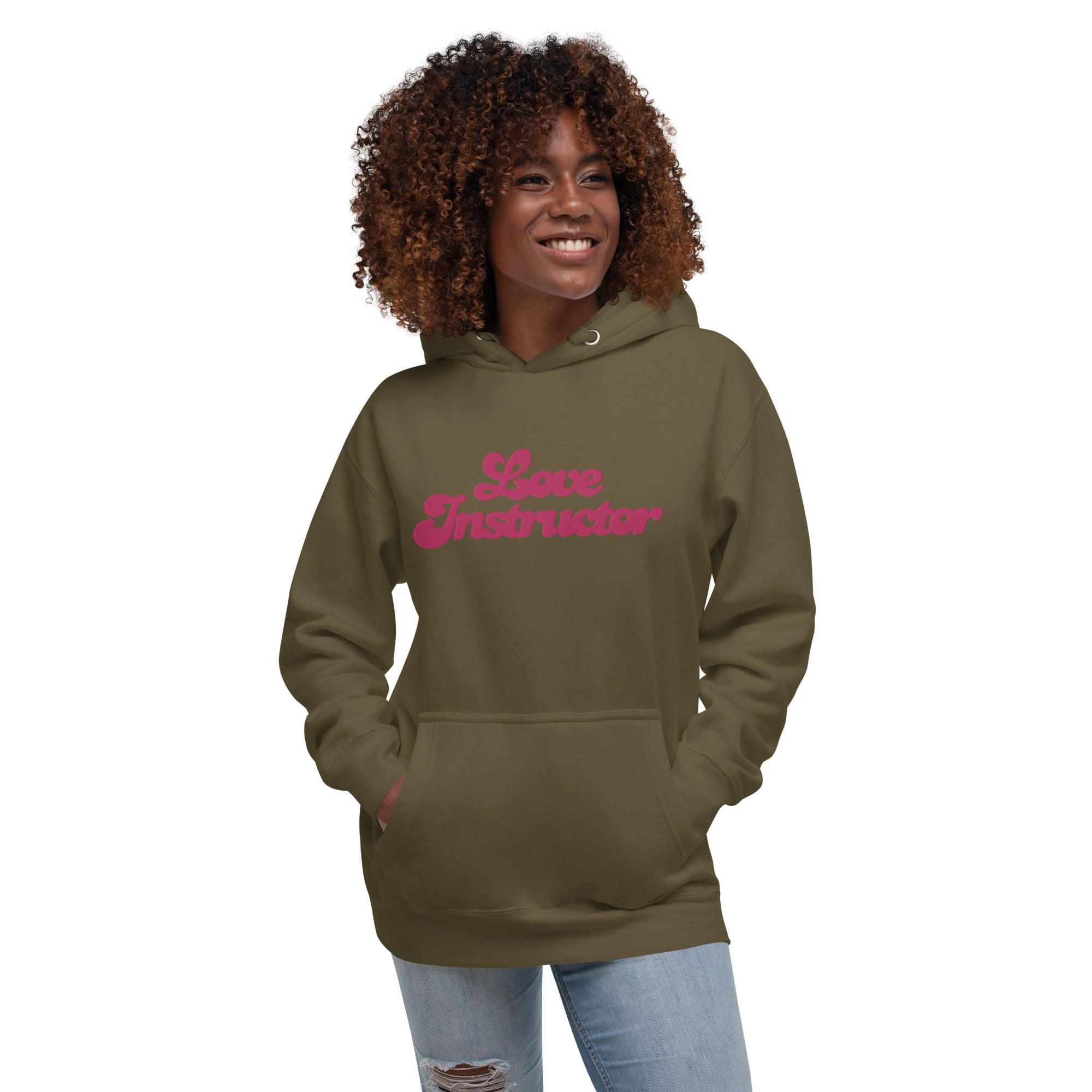 Sweat à capuche unisexe en coton Love Instructor grand motif brodé