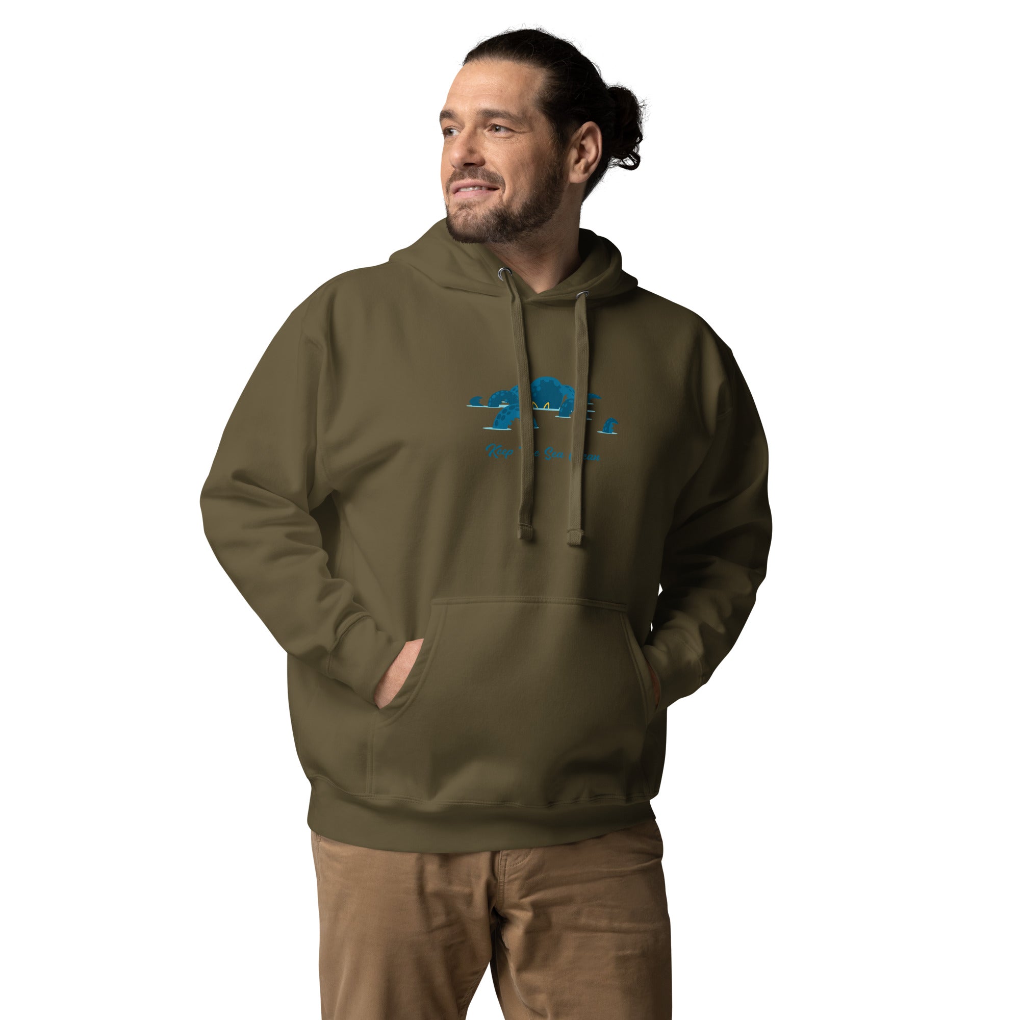 Unisex Cotton Hoodie Octopus Blue on dark colors