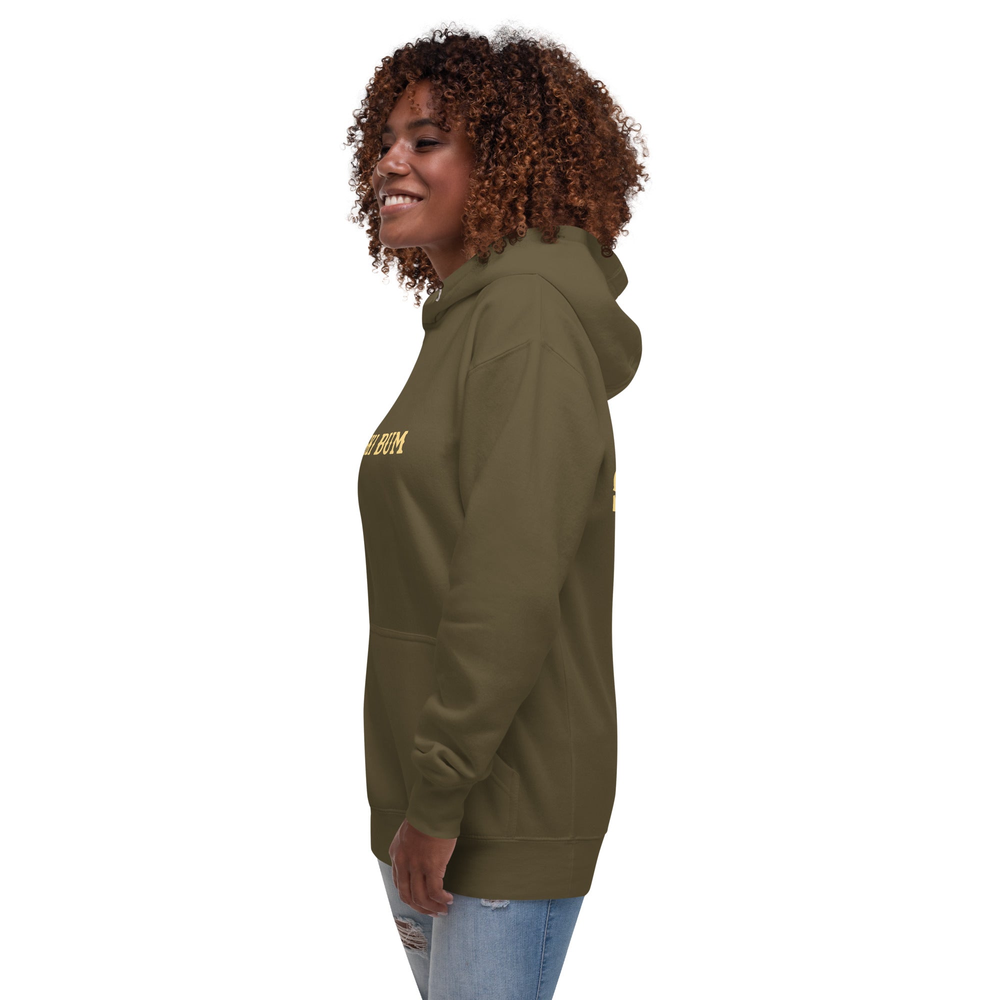 Unisex Cotton Hoodie Ski Bum light text (front & back)