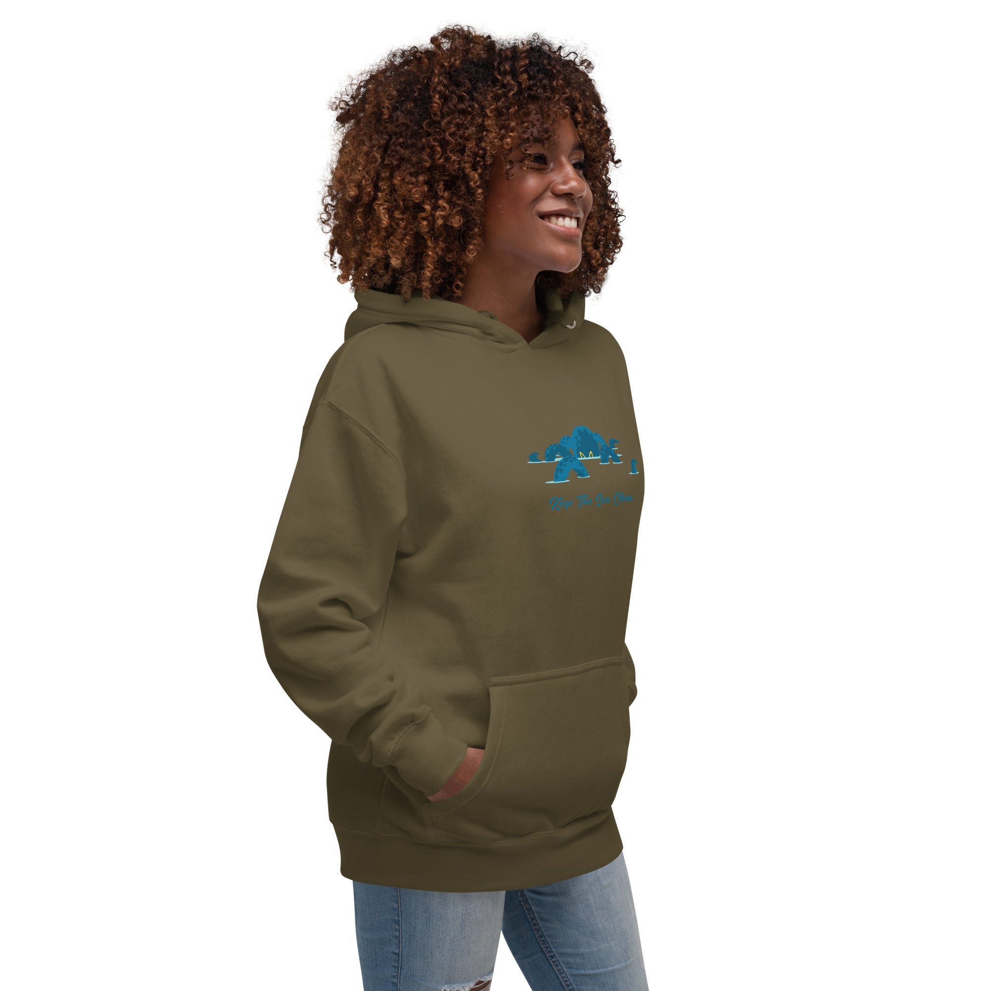 Unisex Cotton Hoodie Octopus Blue on dark colors