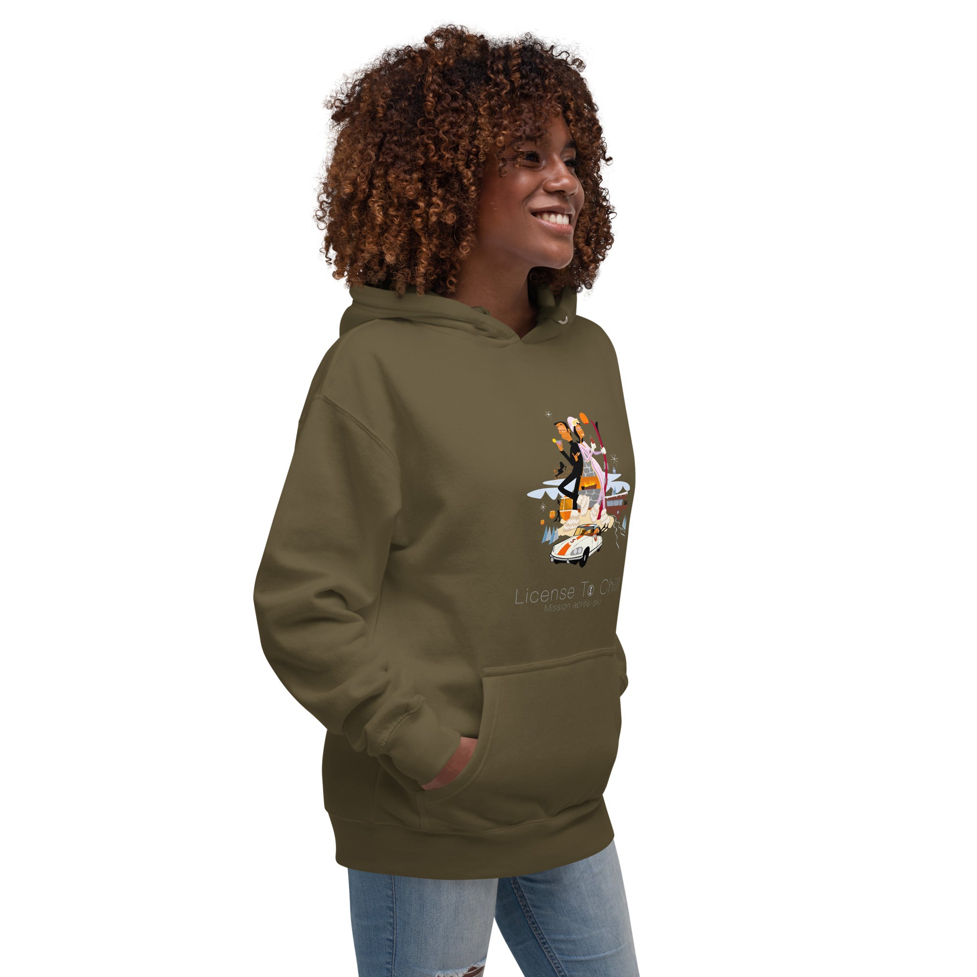 Unisex Cotton Hoodie License To Chill Mission Après-Ski (front & back)