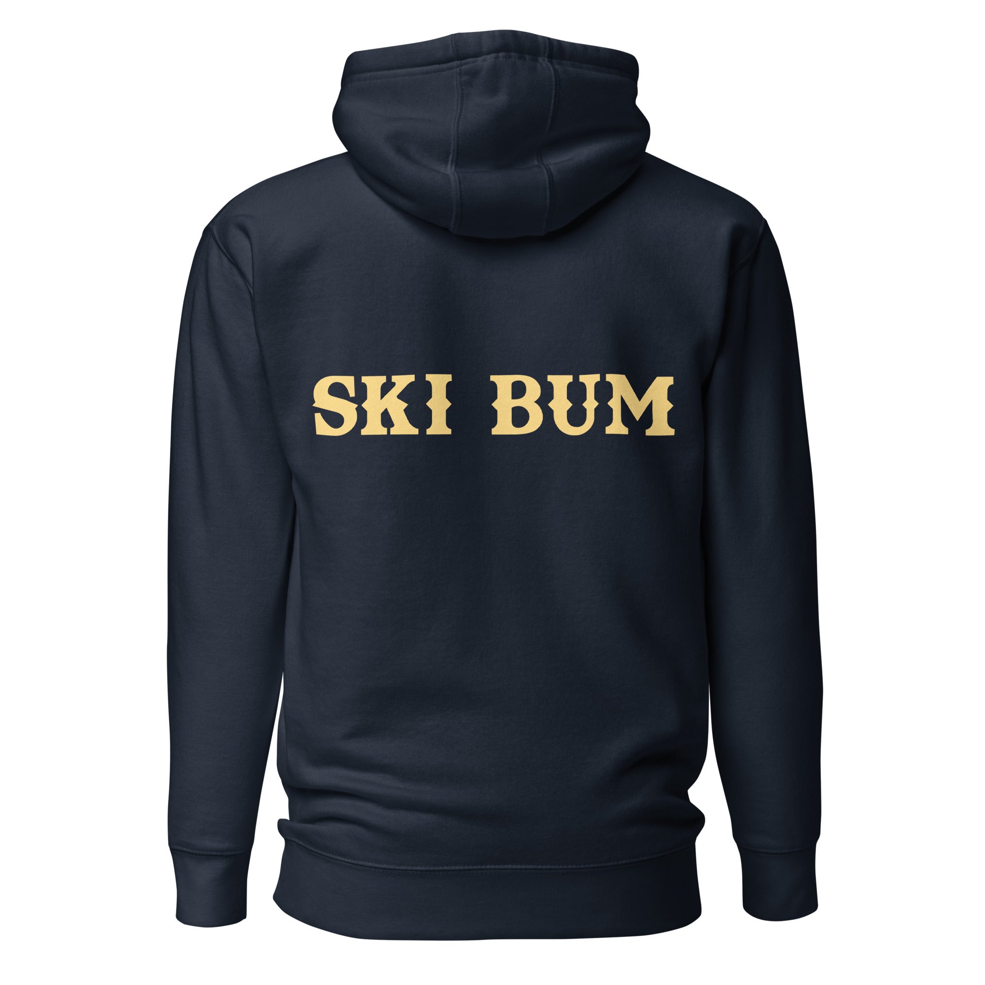 Unisex Cotton Hoodie Ski Bum light text (front & back)