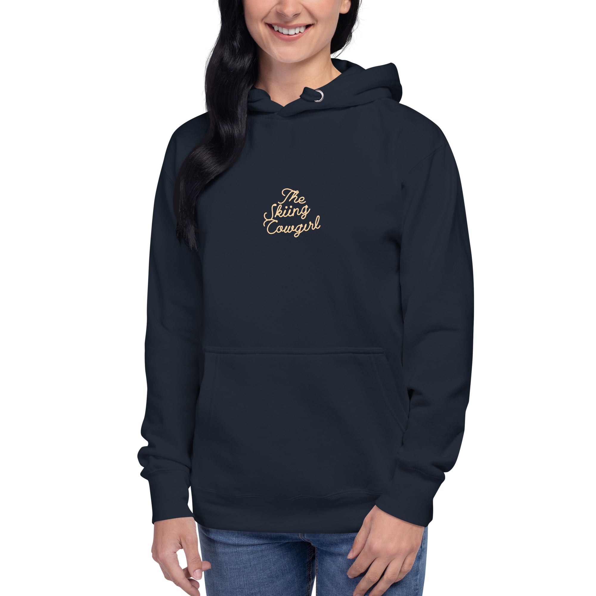 Unisex Cotton Hoodie The Skiing Cowgirl (front & back)