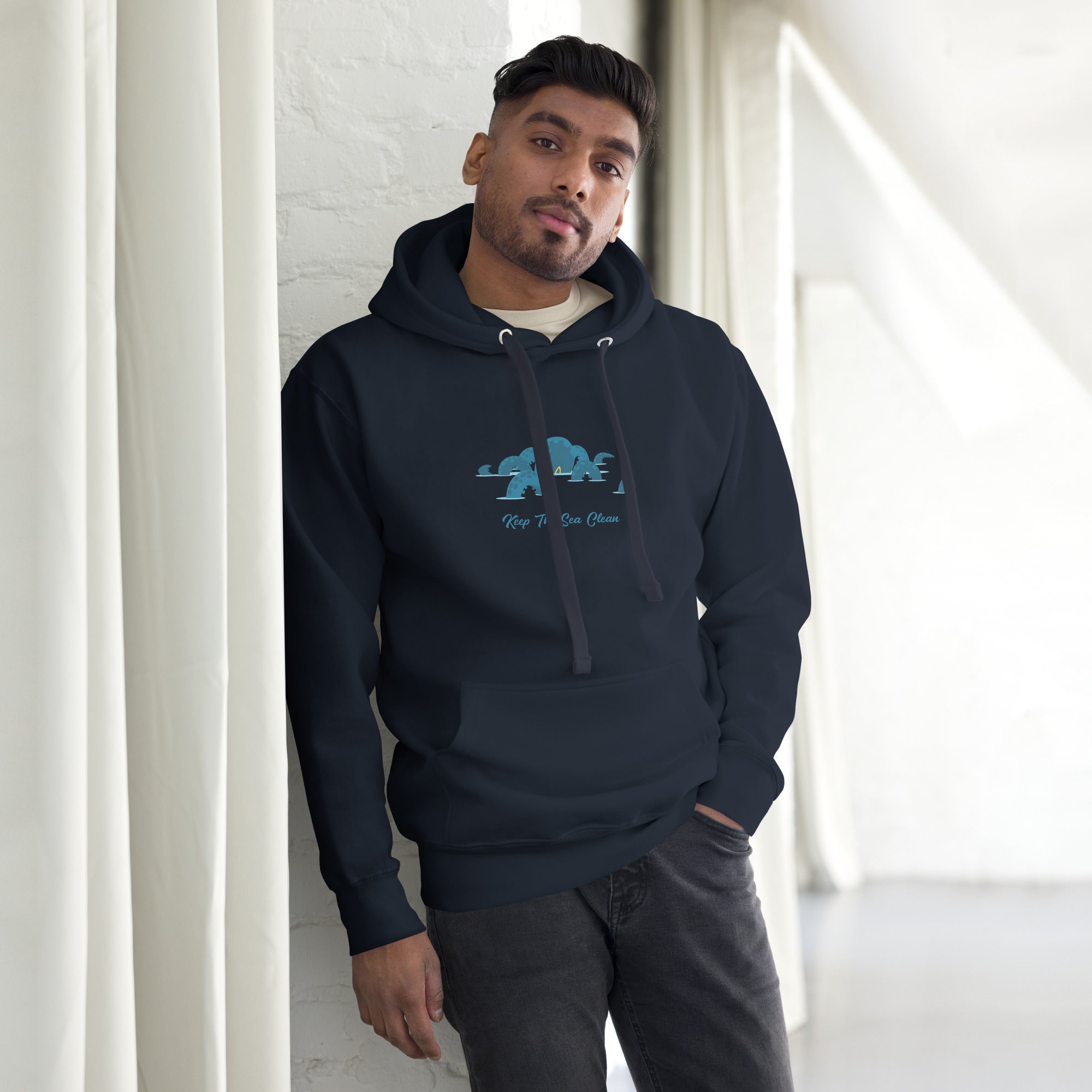 Unisex Cotton Hoodie Octopus Blue on dark colors